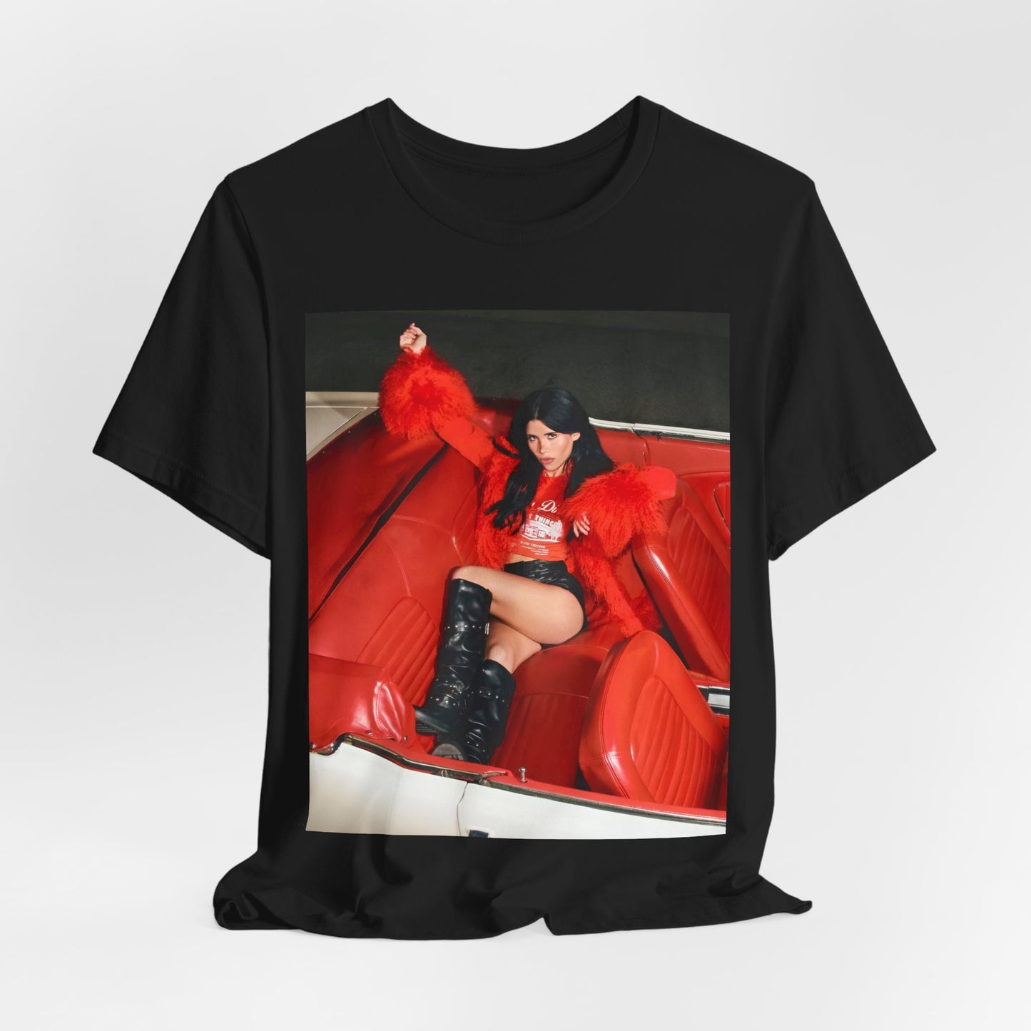 A black graphic t-shirt featuring a retro graphic related to Nessa Barrett's 'Dying on the Inside' song or era.