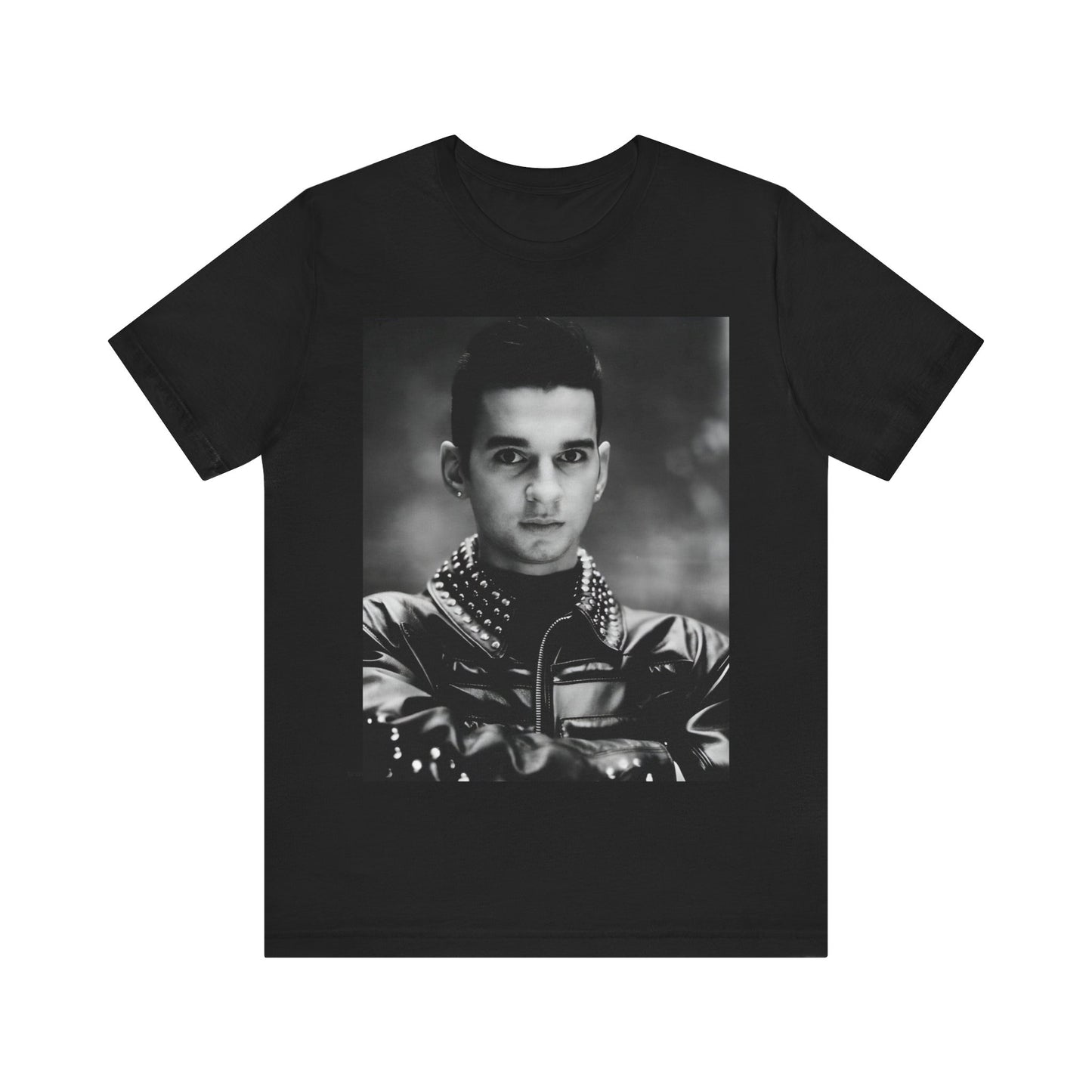 A black graphic t-shirt featuring a vintage 80s graphic of Dave Gahan from Depeche Mode.
