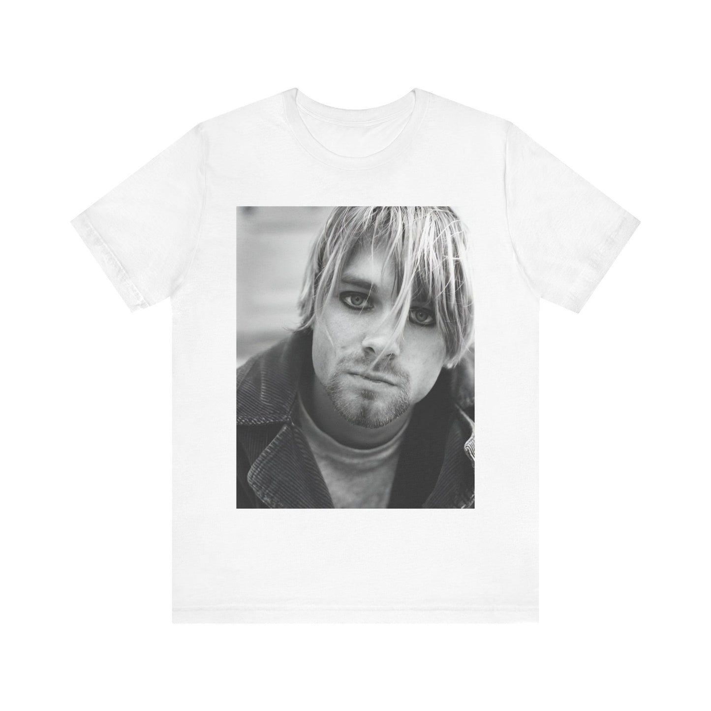 A black graphic t-shirt featuring a classic 90s alt rock graphic of Nirvana.