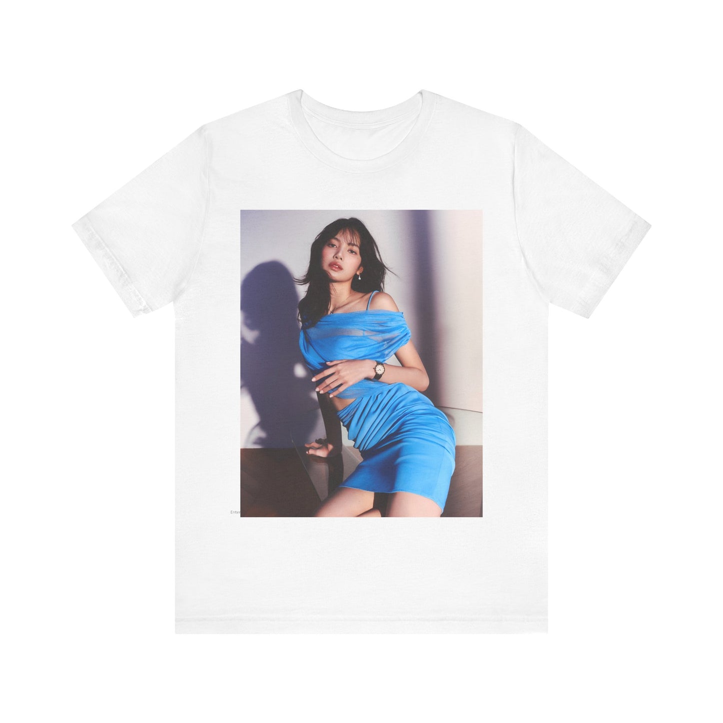 A black graphic t-shirt featuring a bold K-Pop superstar graphic of Lisa.