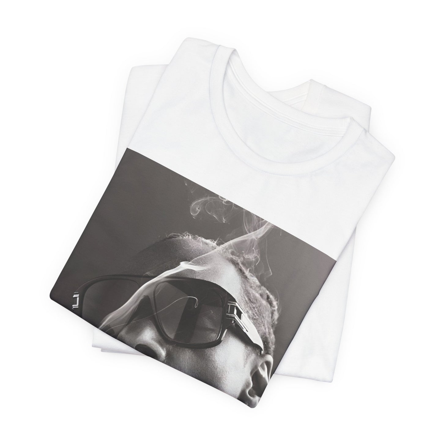 A black graphic t-shirt featuring an iconic black and white shaded portrait graphic of Snoop Dogg.