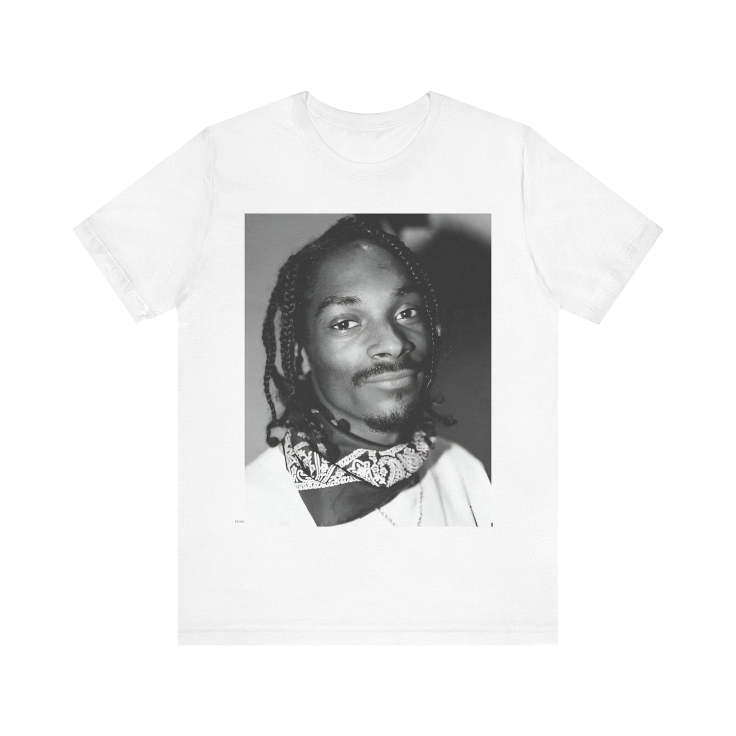 A black graphic t-shirt featuring a modern rap essential graphic of Snoop Dogg.