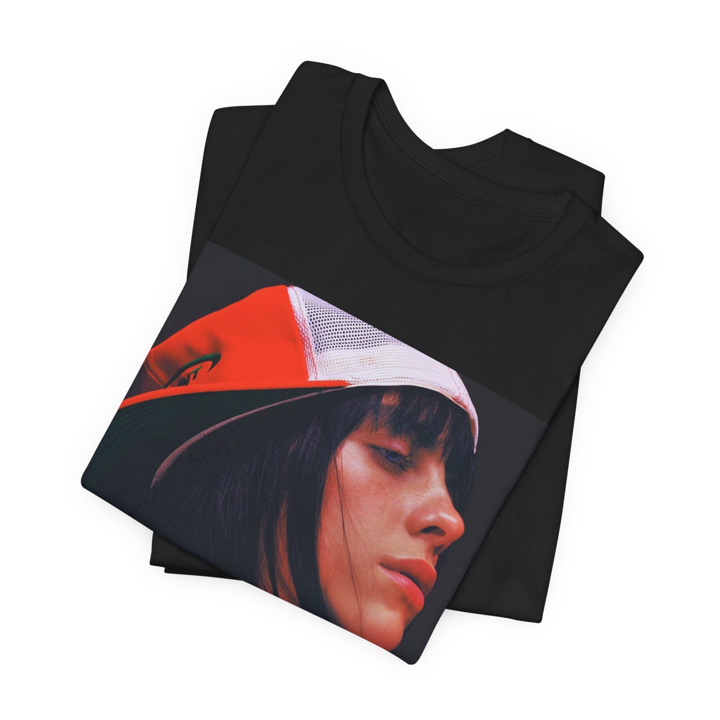 A graphic t-shirt featuring the name 'Billie Eilish' in a raw, urban street-style font.