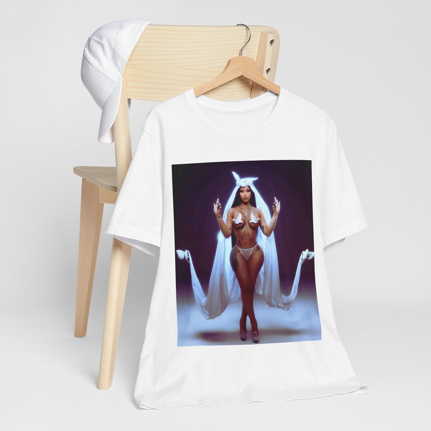 A black graphic t-shirt featuring a graphic of Cardi B with text like 'Enough Bronx' or related to her Bronx origins.