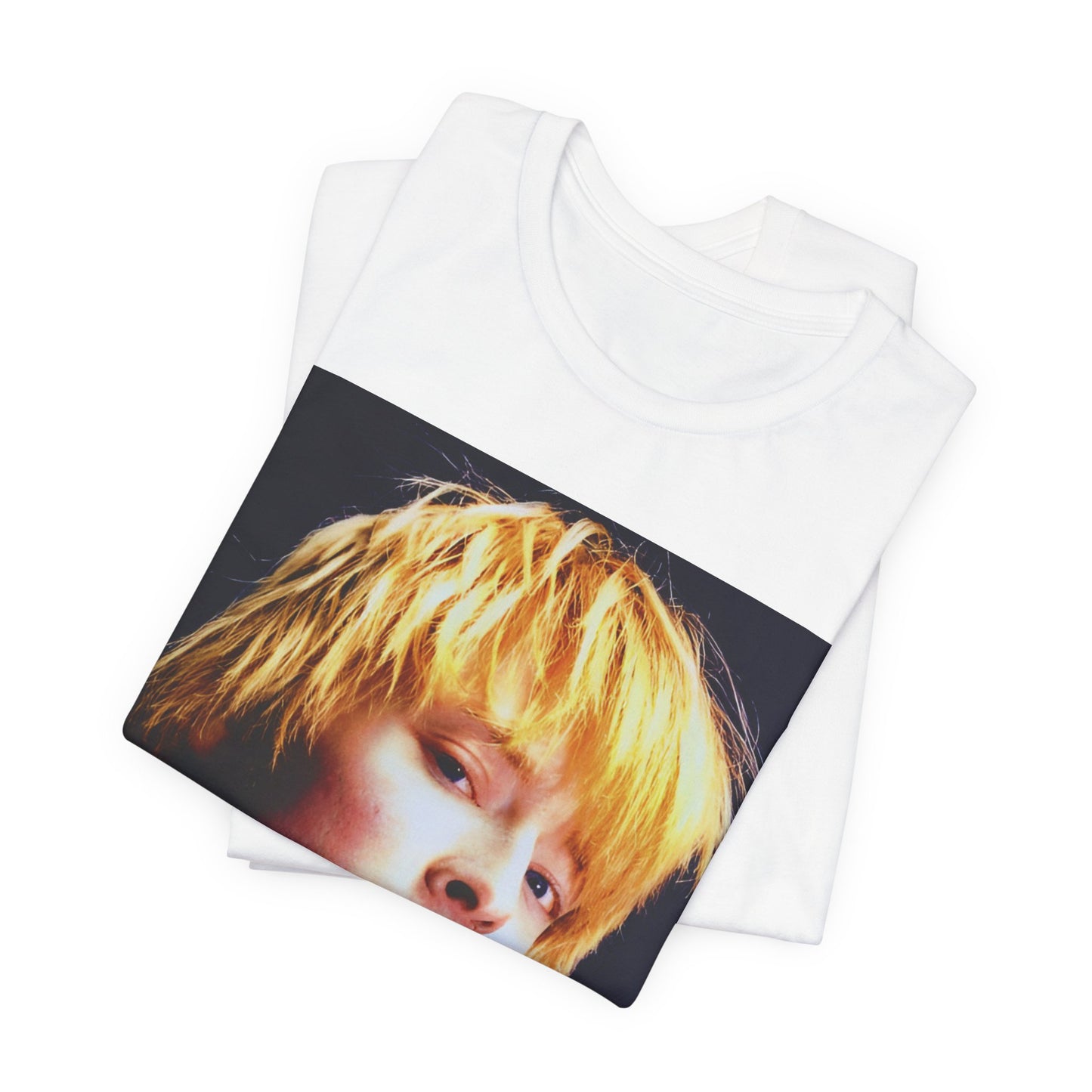 A black graphic t-shirt featuring an aesthetic graphic of Thom Yorke from Radiohead.