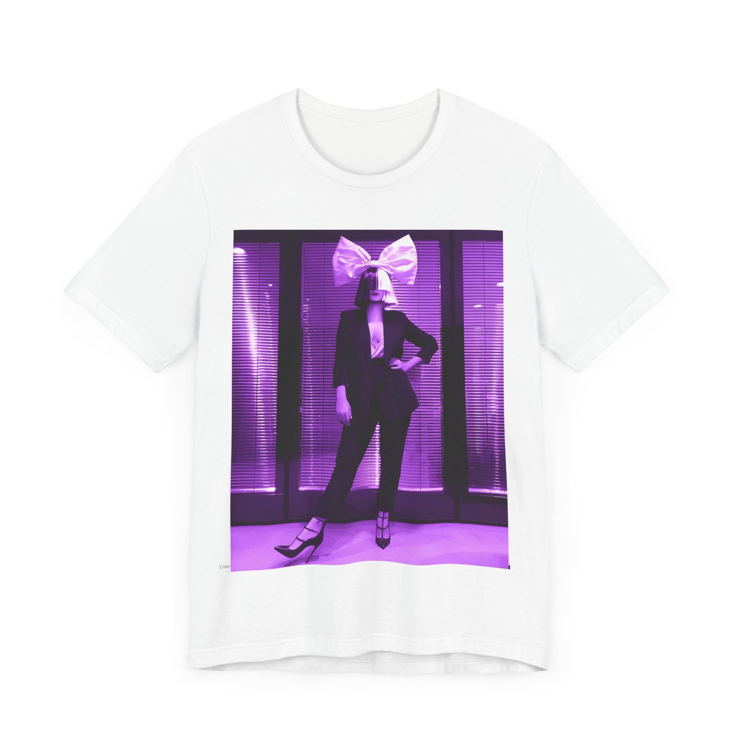 A black graphic t-shirt featuring a vintage pop diva graphic of Sia.