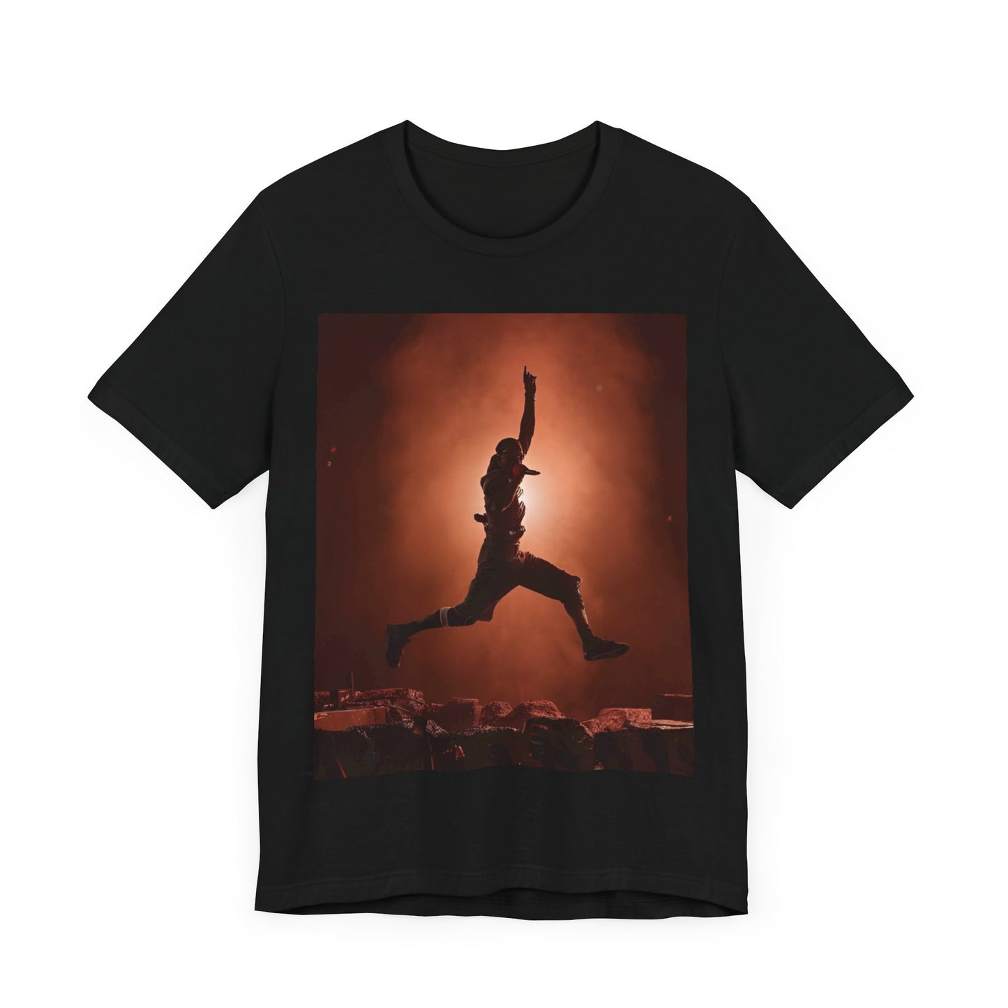 A black graphic t-shirt featuring an authentic Houston rapper graphic of Travis Scott.