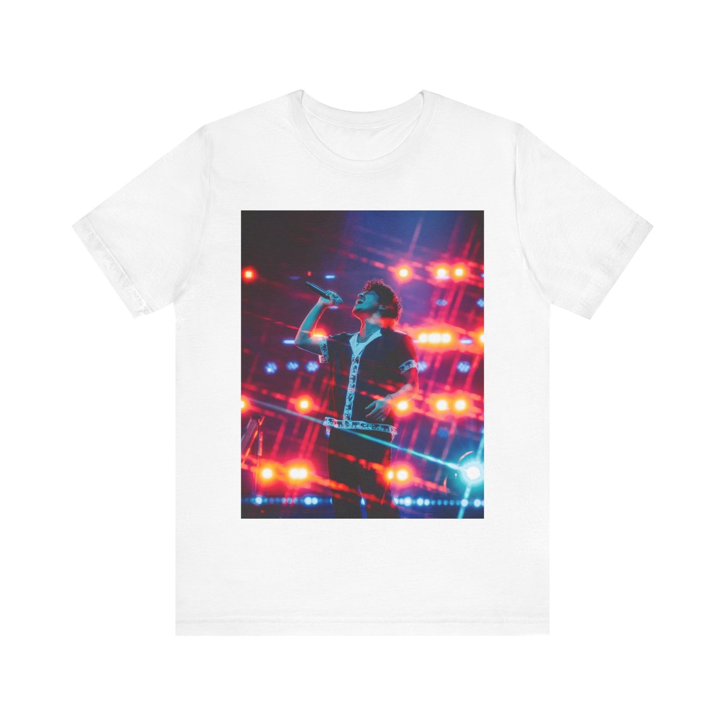 A black graphic t-shirt featuring a vintage tour graphic for Bruno Mars' '24K Magic' era.