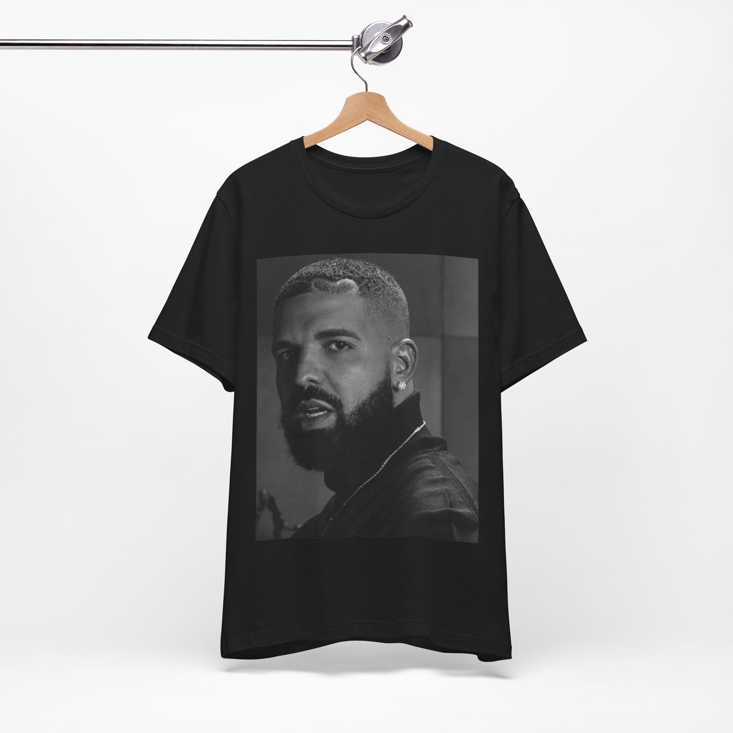 A black graphic t-shirt featuring a graphic related to Drake's 'Hotline Bling' song or era.