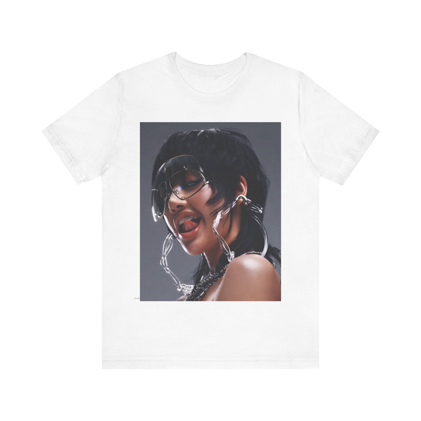 A black graphic t-shirt featuring a vintage K-Pop icon graphic of Lisa.