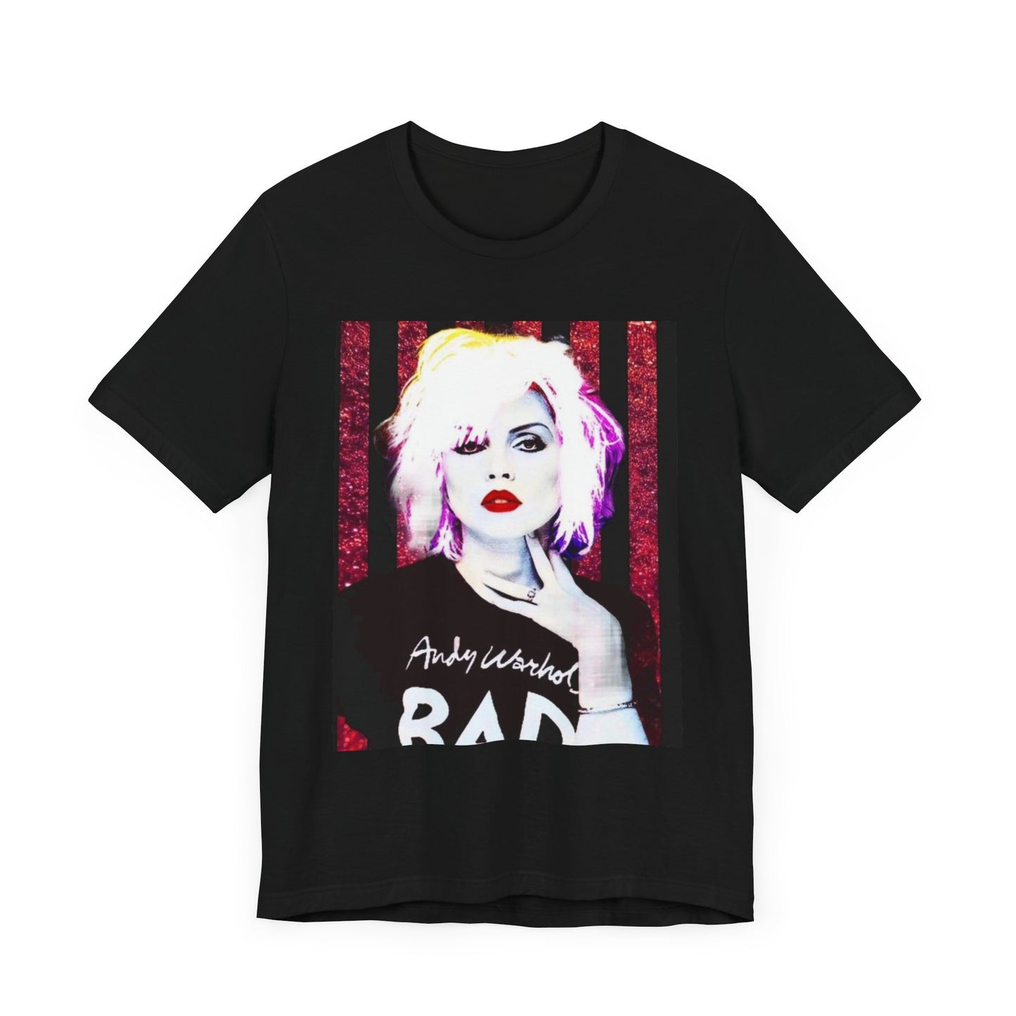 A black graphic t-shirt featuring a graphic of Blondie with an edgy street style aesthetic.