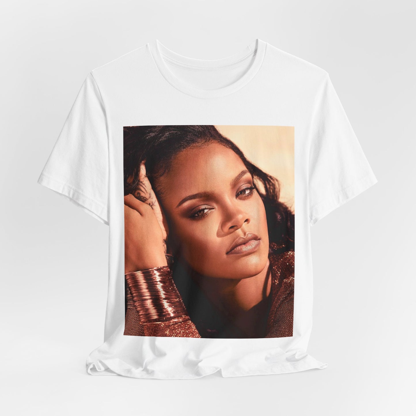 A black graphic t-shirt featuring a retro graphic related to Rihanna's 'Good Girl Gone Bad' album era.