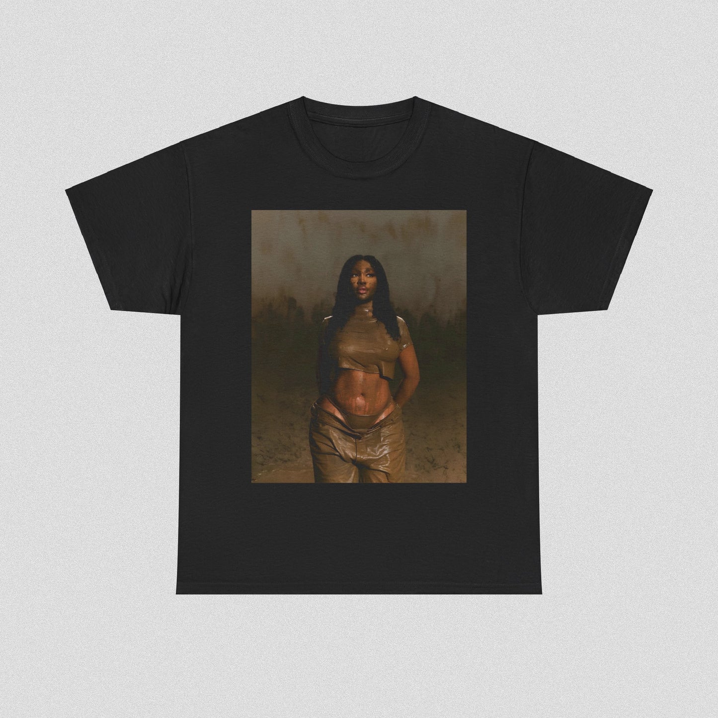 A black graphic t-shirt featuring a classic neo-soul aesthetic graphic of SZA.