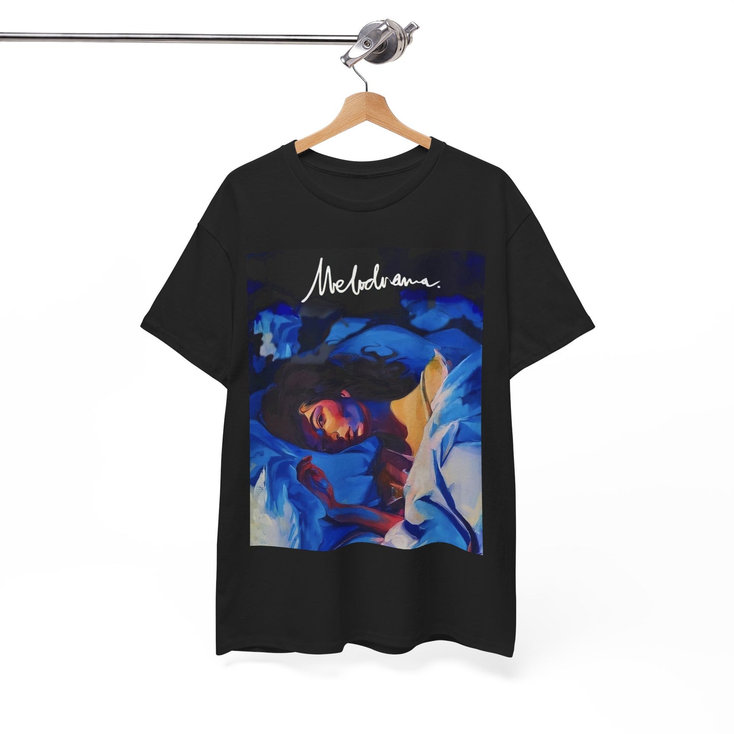 A black graphic t-shirt featuring a graphic related to Lorde's 'Melodrama' album.