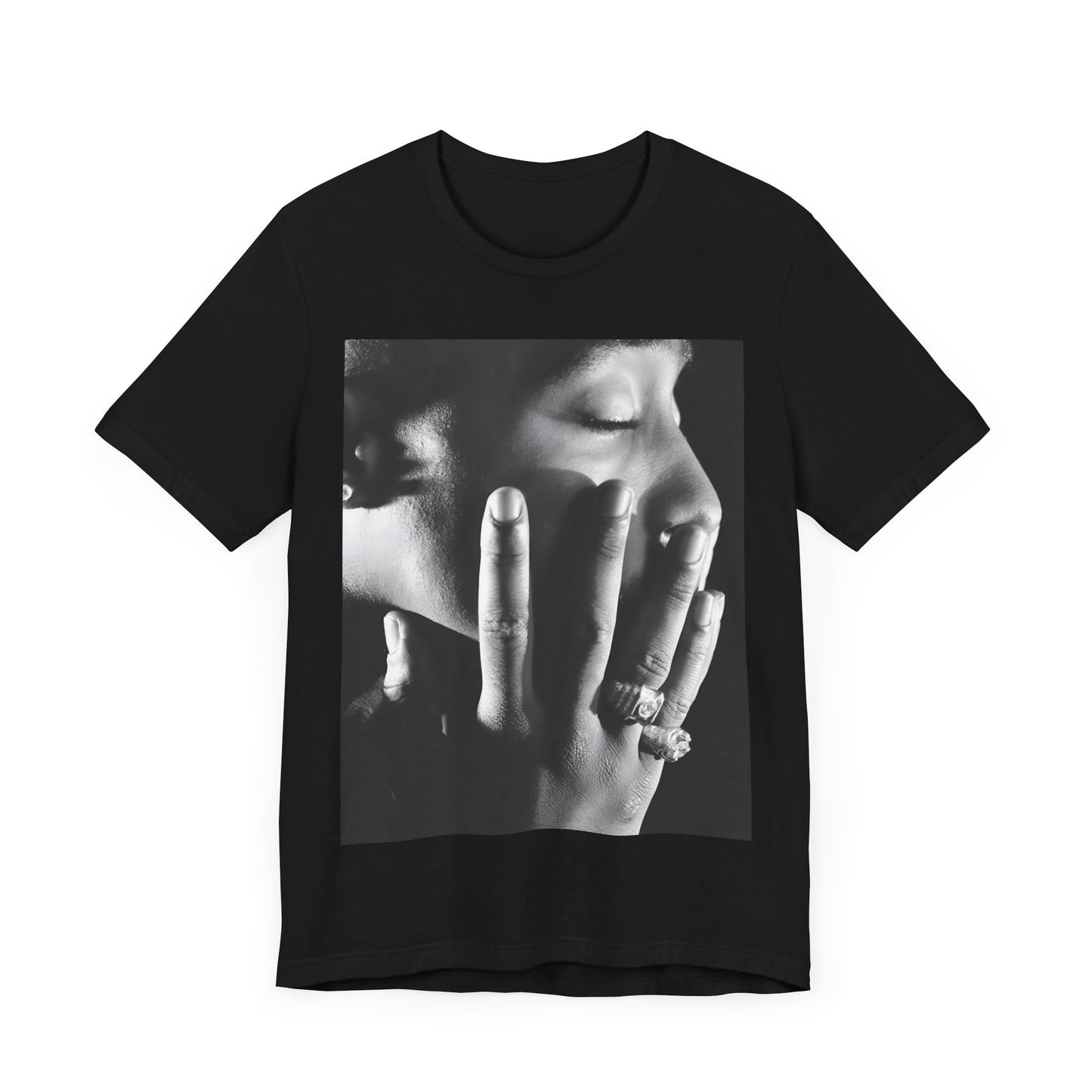 A black graphic t-shirt featuring an iconic West Coast swag graphic of Tupac.