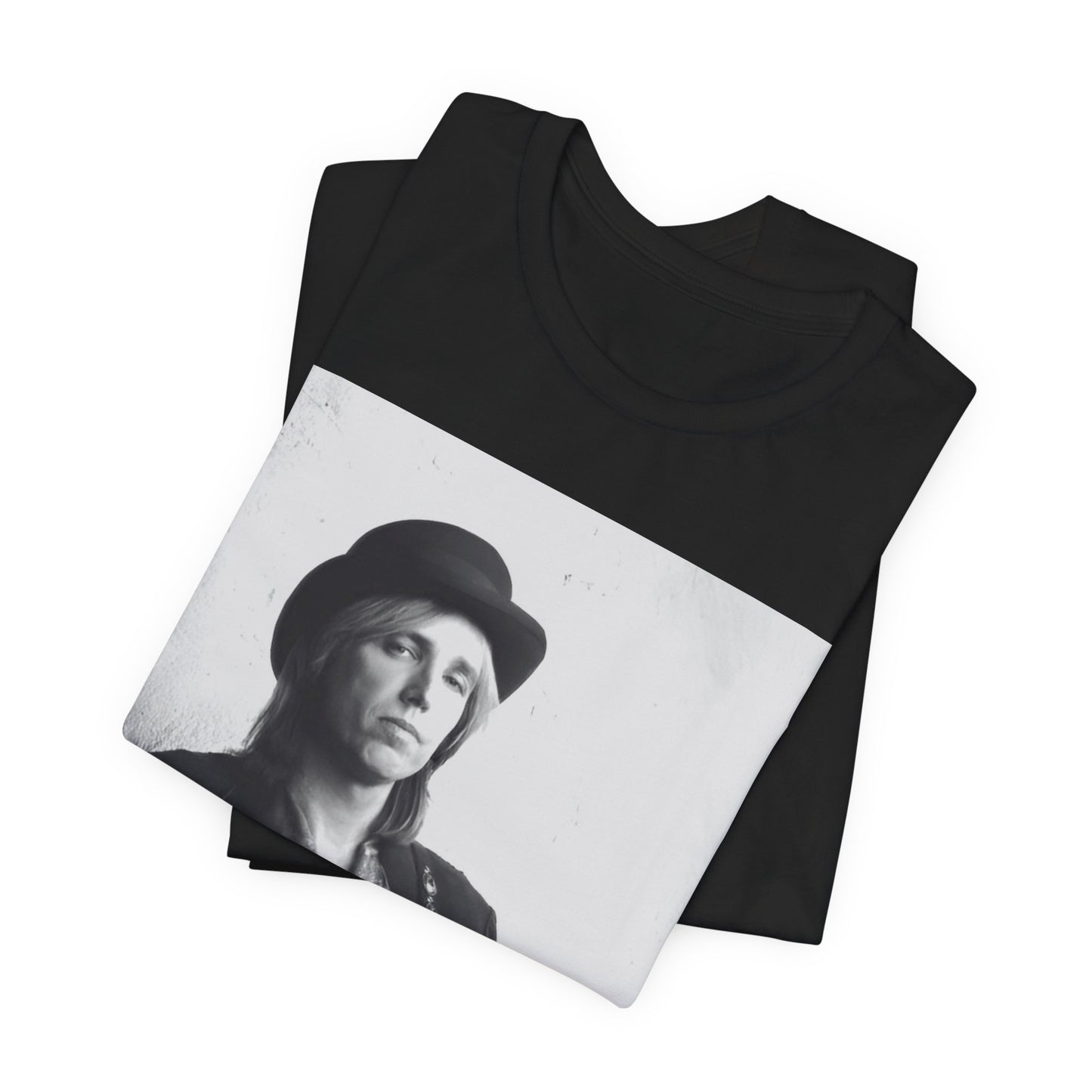 A black graphic t-shirt featuring a graphic related to Tom Petty's 'Wildflowers' album era.