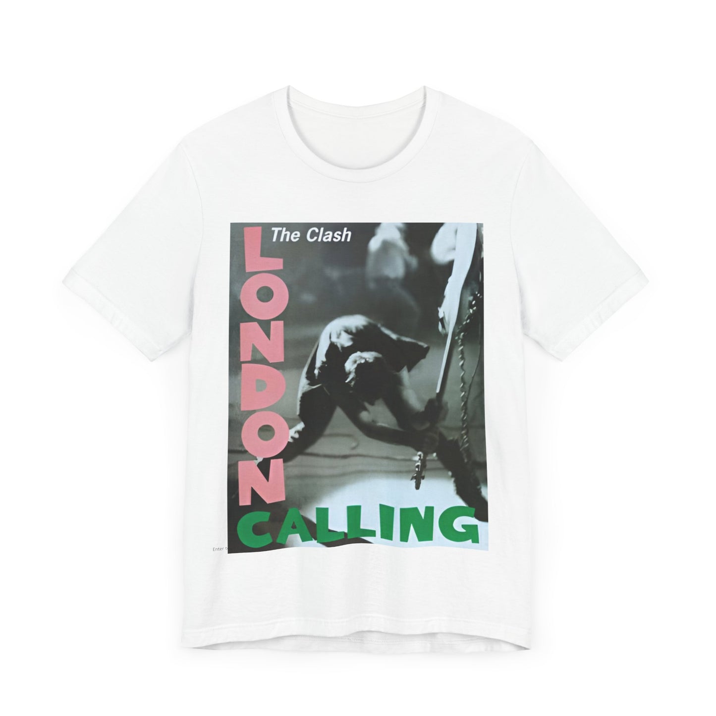 A black graphic t-shirt featuring the album cover art for The Clash's 'London Calling'.