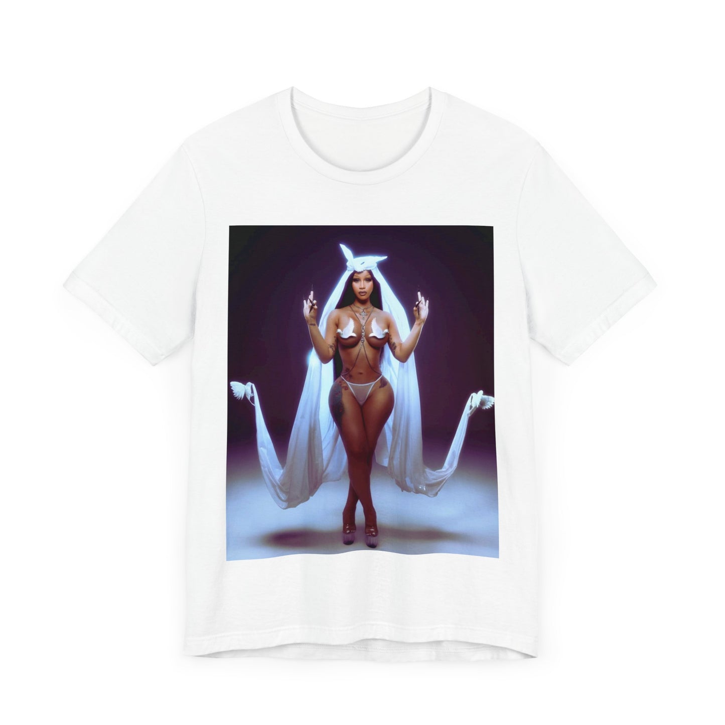 A black graphic t-shirt featuring a graphic of Cardi B with text like 'Enough Bronx' or related to her Bronx origins.