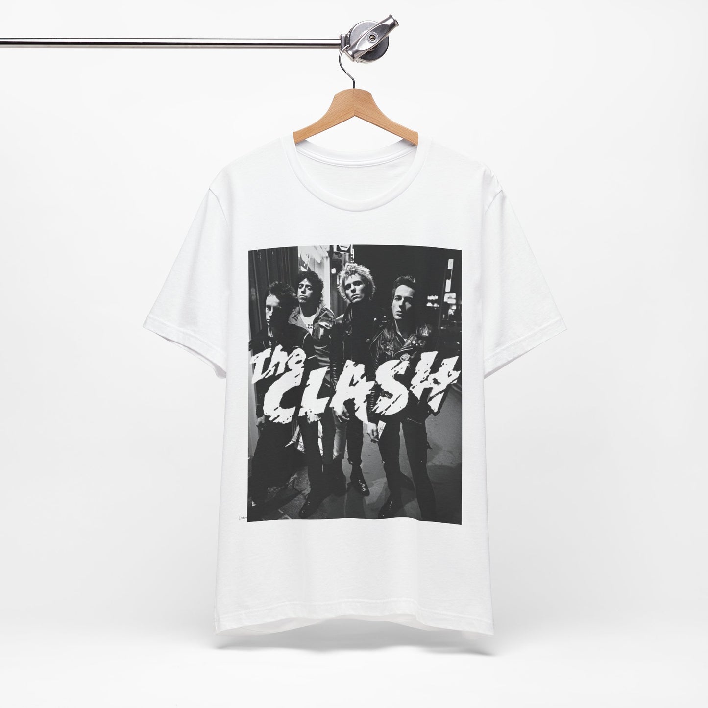 A black graphic t-shirt featuring a graphic related to The Clash's 'London Calling' album era.