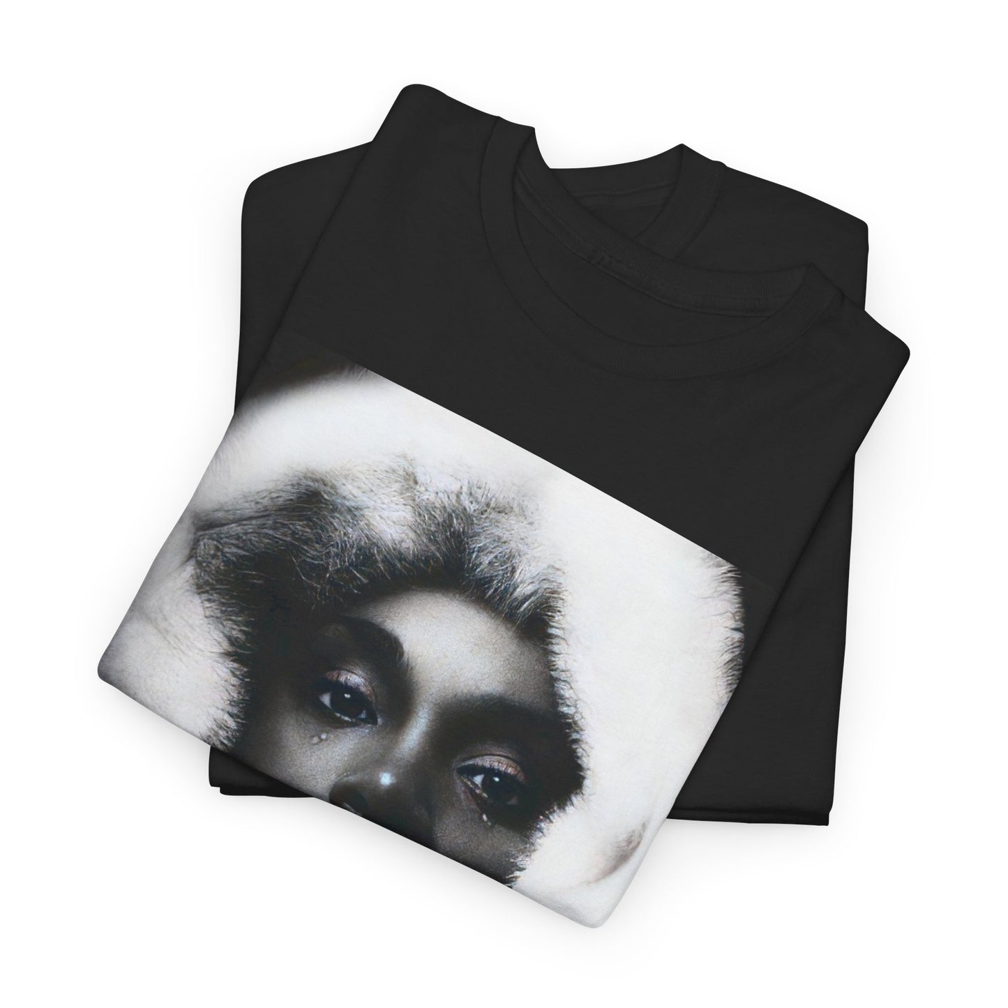A black graphic t-shirt featuring a black and white, monochrome graphic or portrait of Donna Summer.