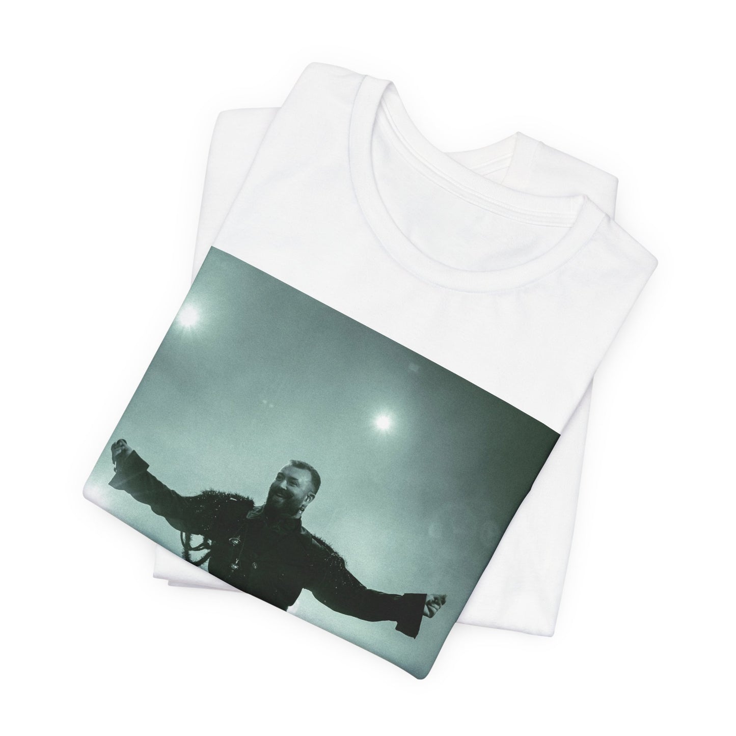 A black graphic t-shirt featuring a live tour graphic of Sam Smith.