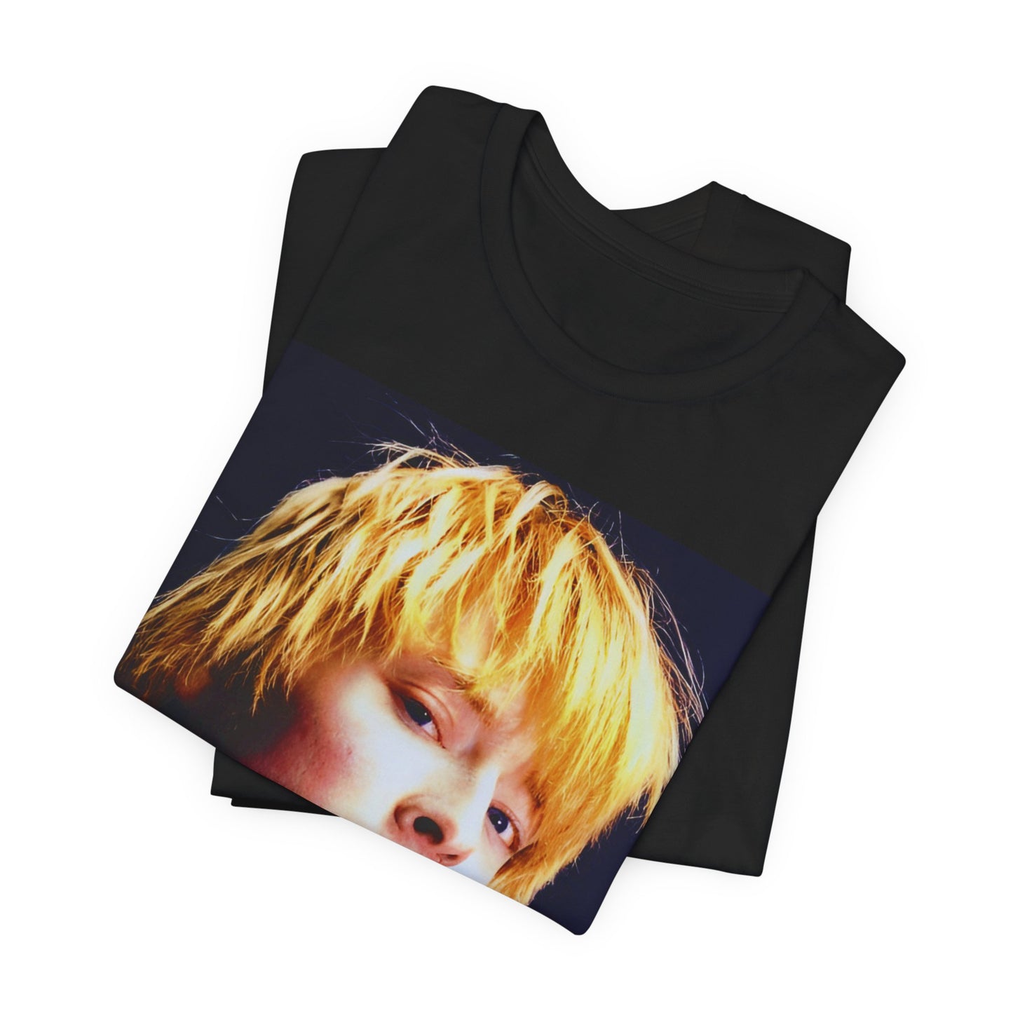 A black graphic t-shirt featuring an aesthetic graphic of Thom Yorke from Radiohead.