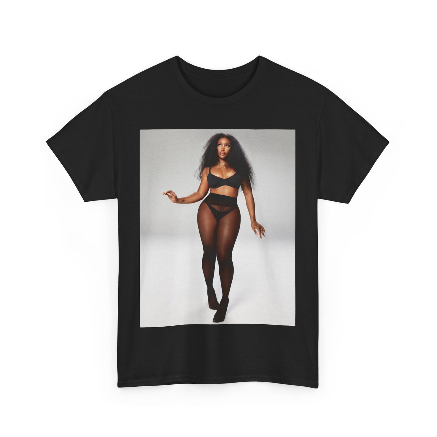 A black graphic t-shirt featuring a graphic related to SZA's 'Good Days' song or era.