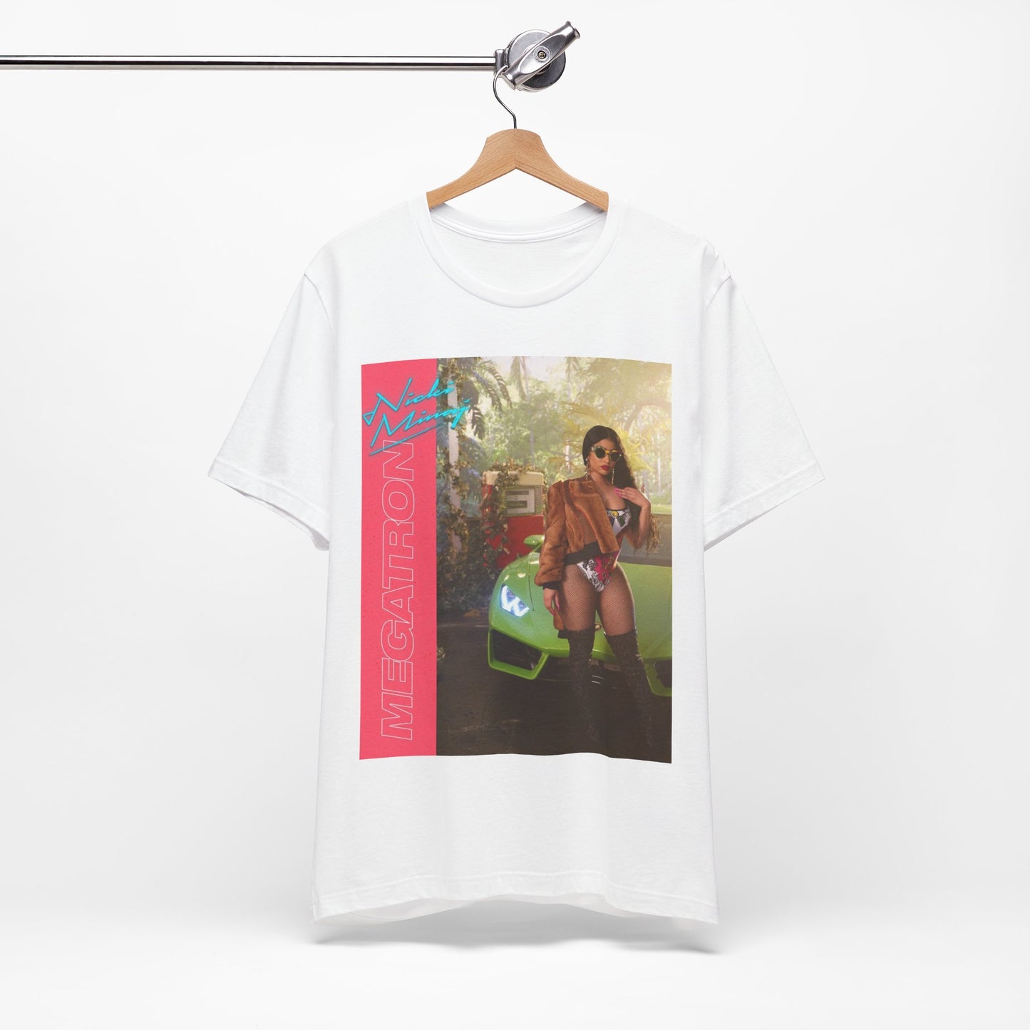 A black graphic t-shirt featuring a graphic related to Nicki Minaj's 'Megatron' song.