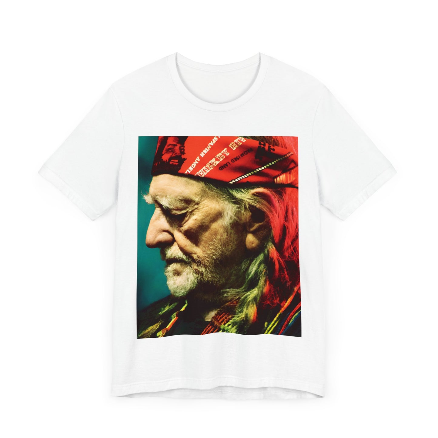A black graphic t-shirt featuring a graphic related to Willie Nelson's 'Red Headed Stranger' album era.
