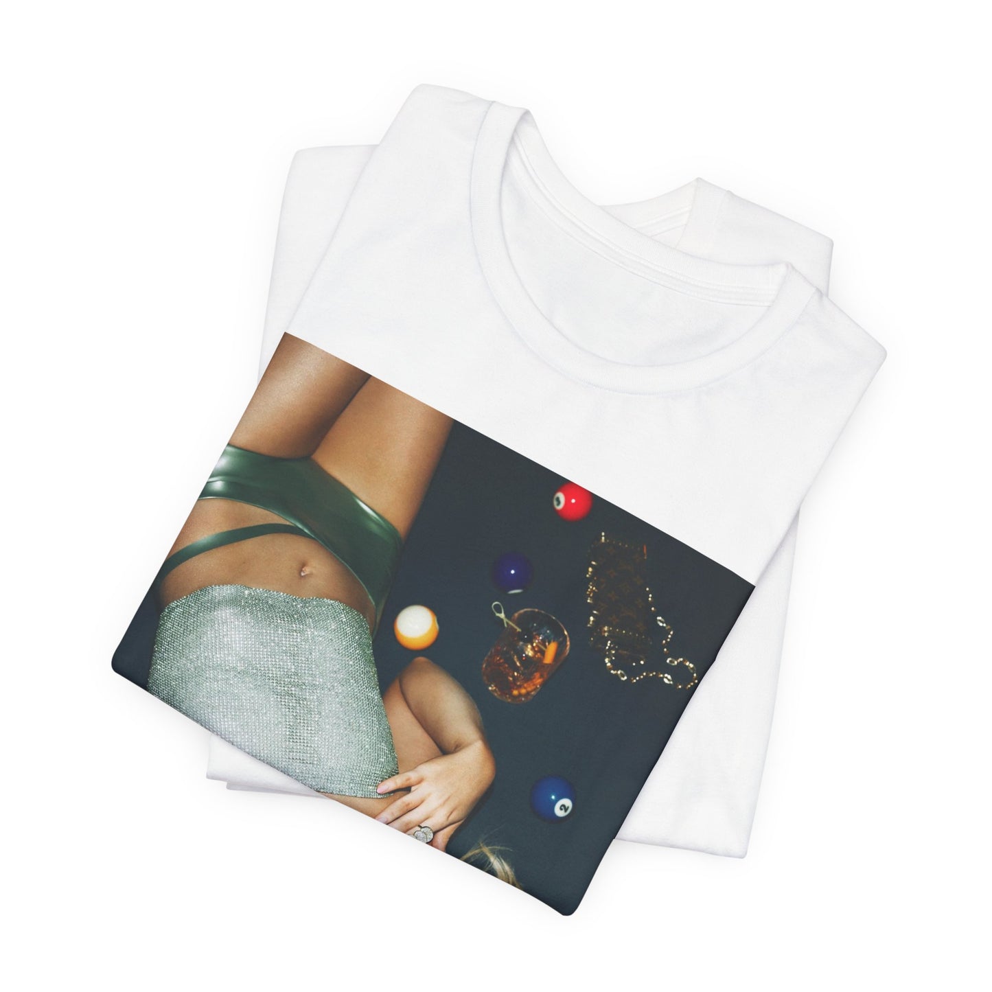 A black graphic t-shirt featuring a vintage pop icon graphic of Sabrina Carpenter.