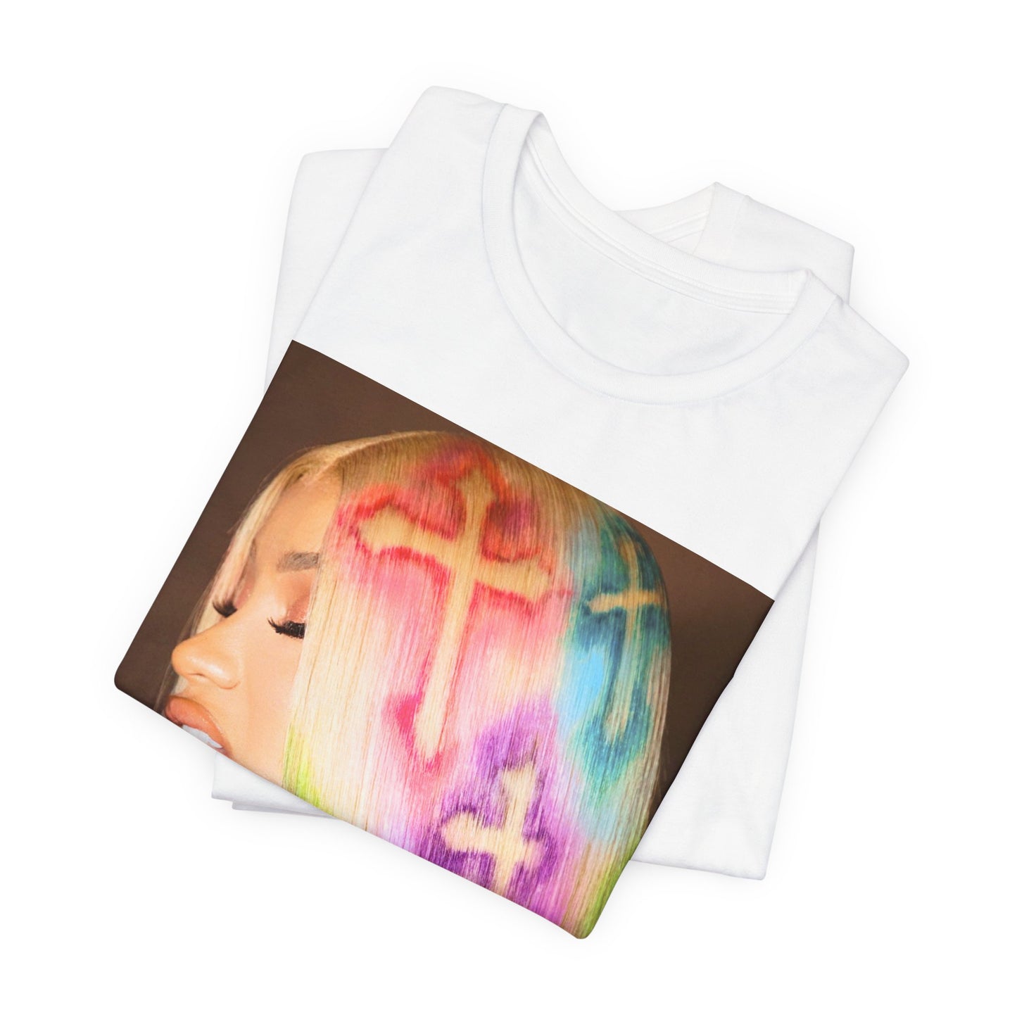 A black graphic t-shirt featuring a graphic related to Cardi B's 'Invasion of Privacy' album era.
