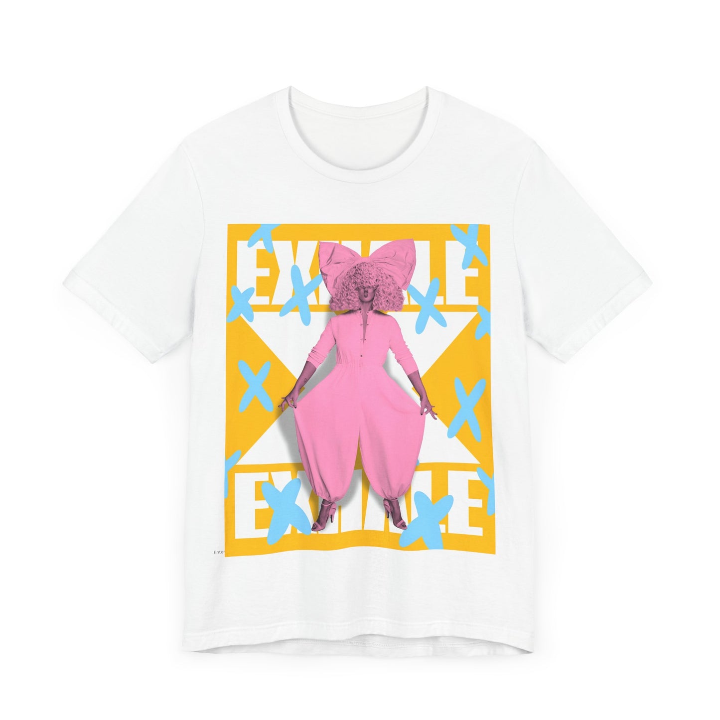 A black graphic t-shirt featuring a graphic related to Sia's 'Exhale' theme or lyrics.
