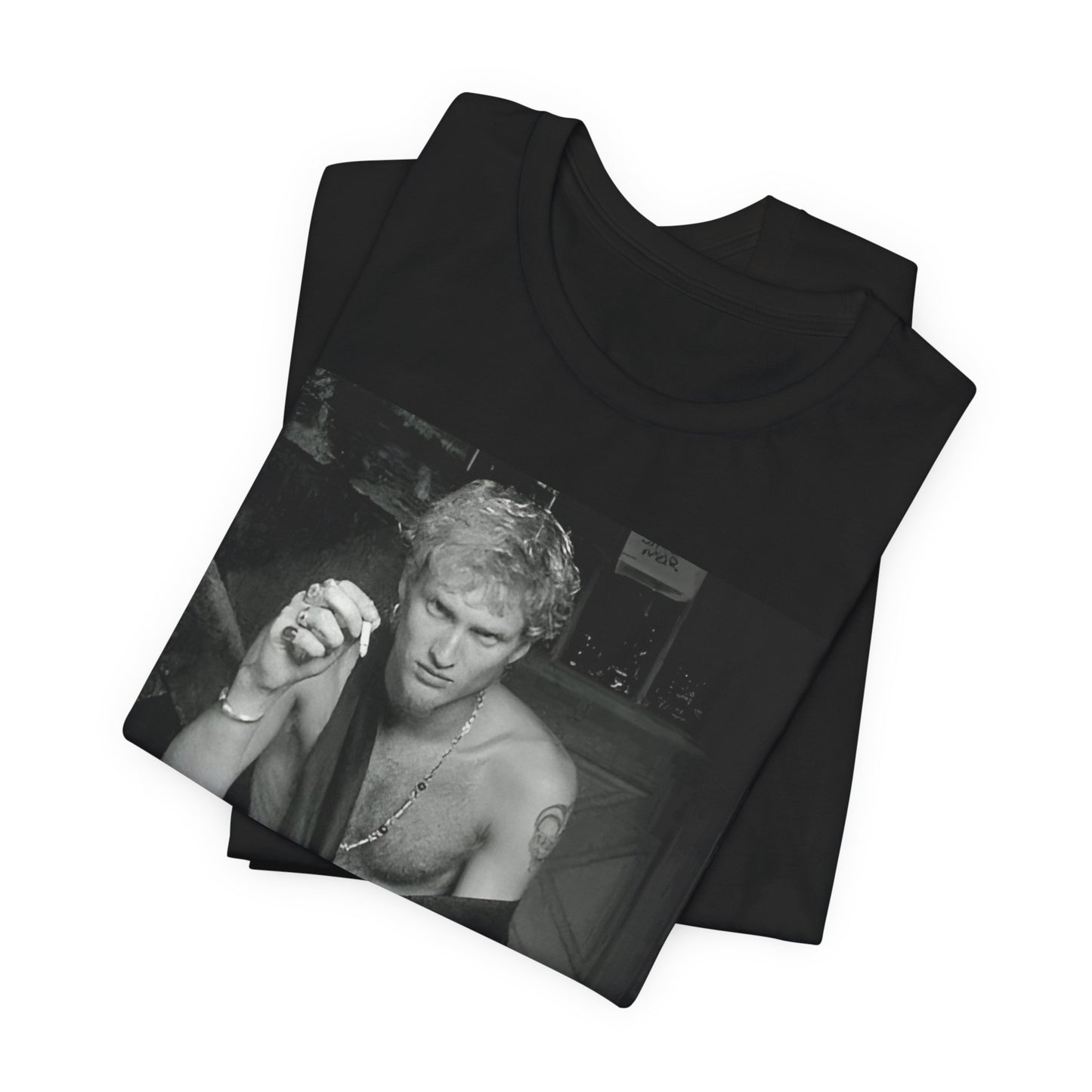 A black graphic t-shirt featuring a 90s-style graphic of Layne Staley from Alice In Chains, possibly a portrait or performance image.