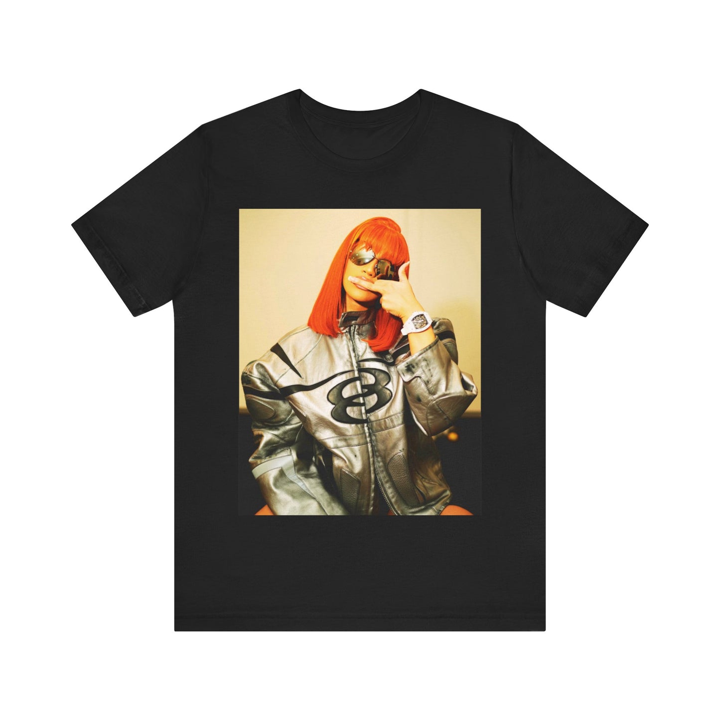 A black graphic t-shirt featuring a graphic of Cardi B in a signature pose.