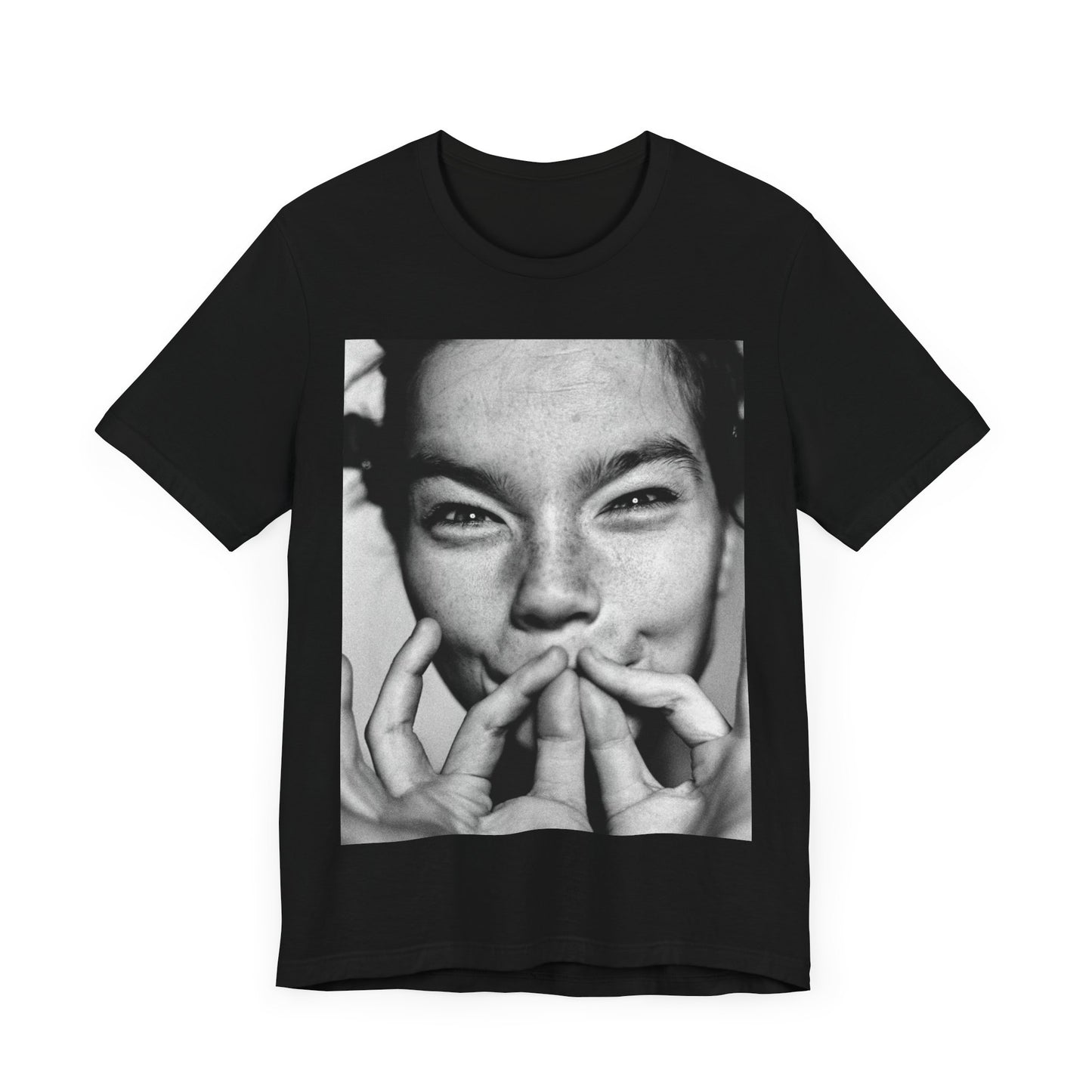 A black graphic t-shirt featuring a graphic related to Bjork's 'Vulnicura' album era, possibly with abstract or emotional visual elements.