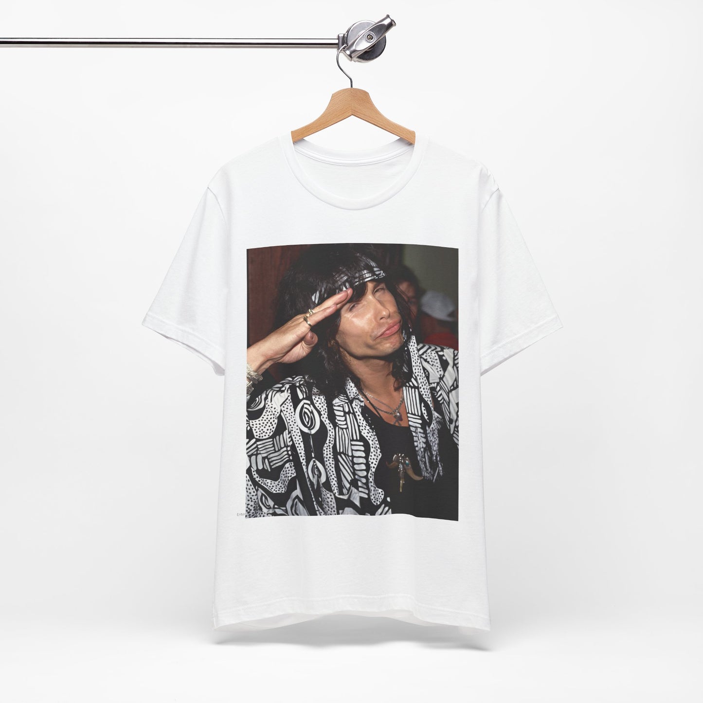 A black graphic t-shirt featuring a design related to Aerosmith's 'Get a Grip' tour, possibly incorporating album art elements or band visuals from that era.