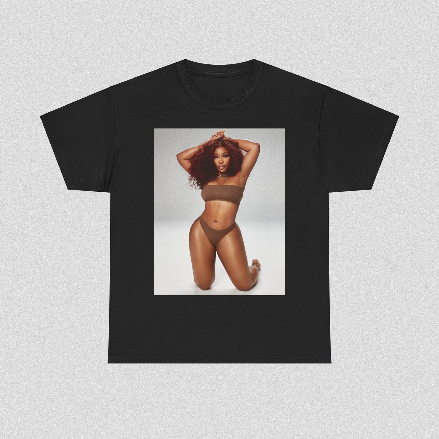 A black graphic t-shirt featuring a boxy graphic related to SZA's 'Ctrl' album era.