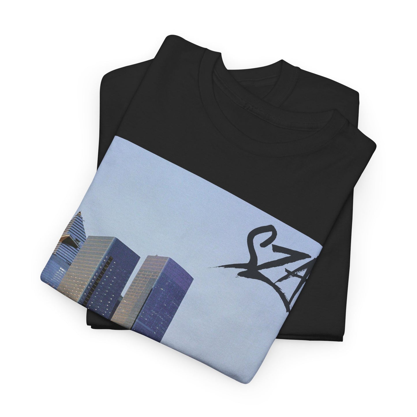 A black graphic t-shirt featuring a modern R&B essential graphic of SZA.