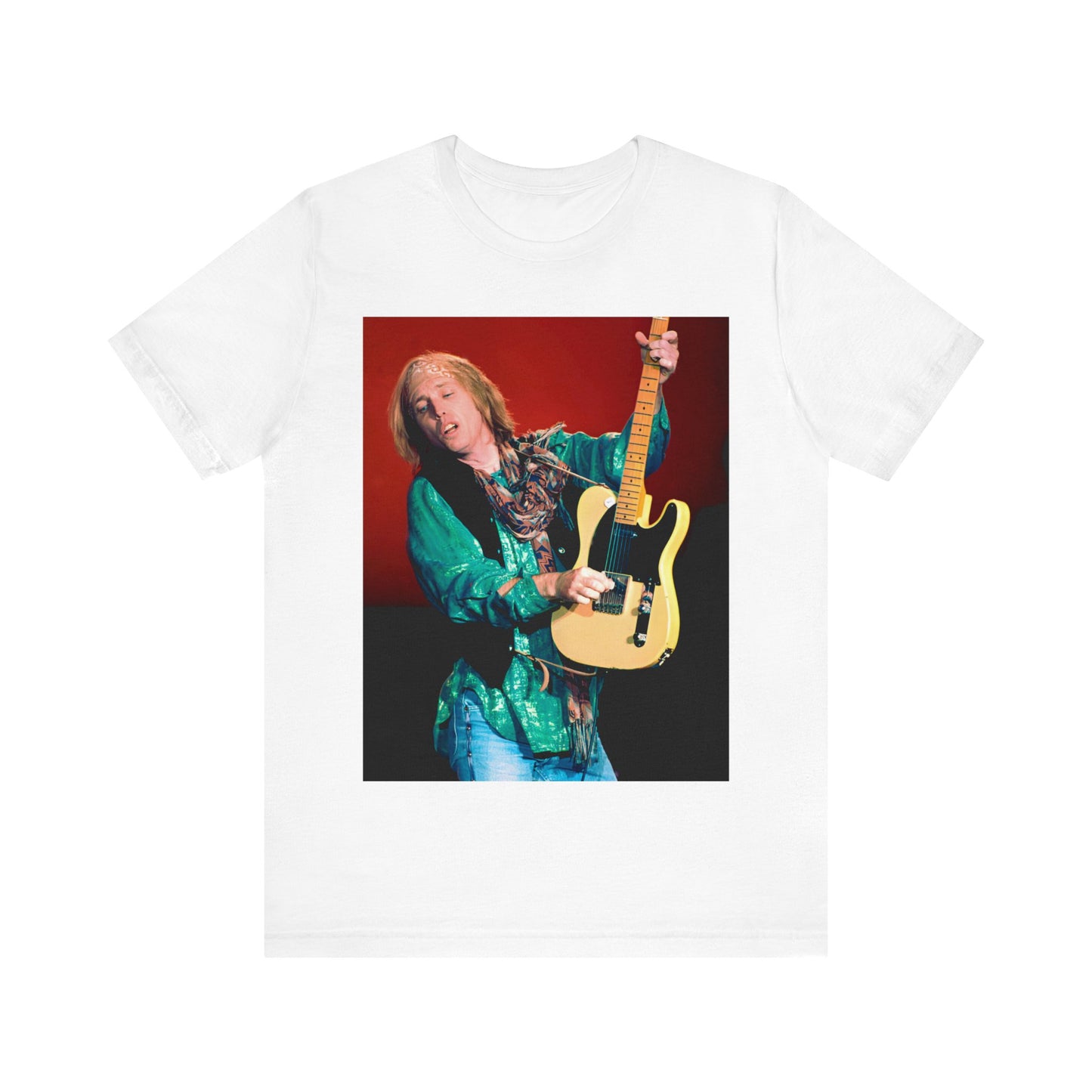 A black graphic t-shirt featuring a graphic related to Tom Petty's 'Free Fallin'' song or era concert.
