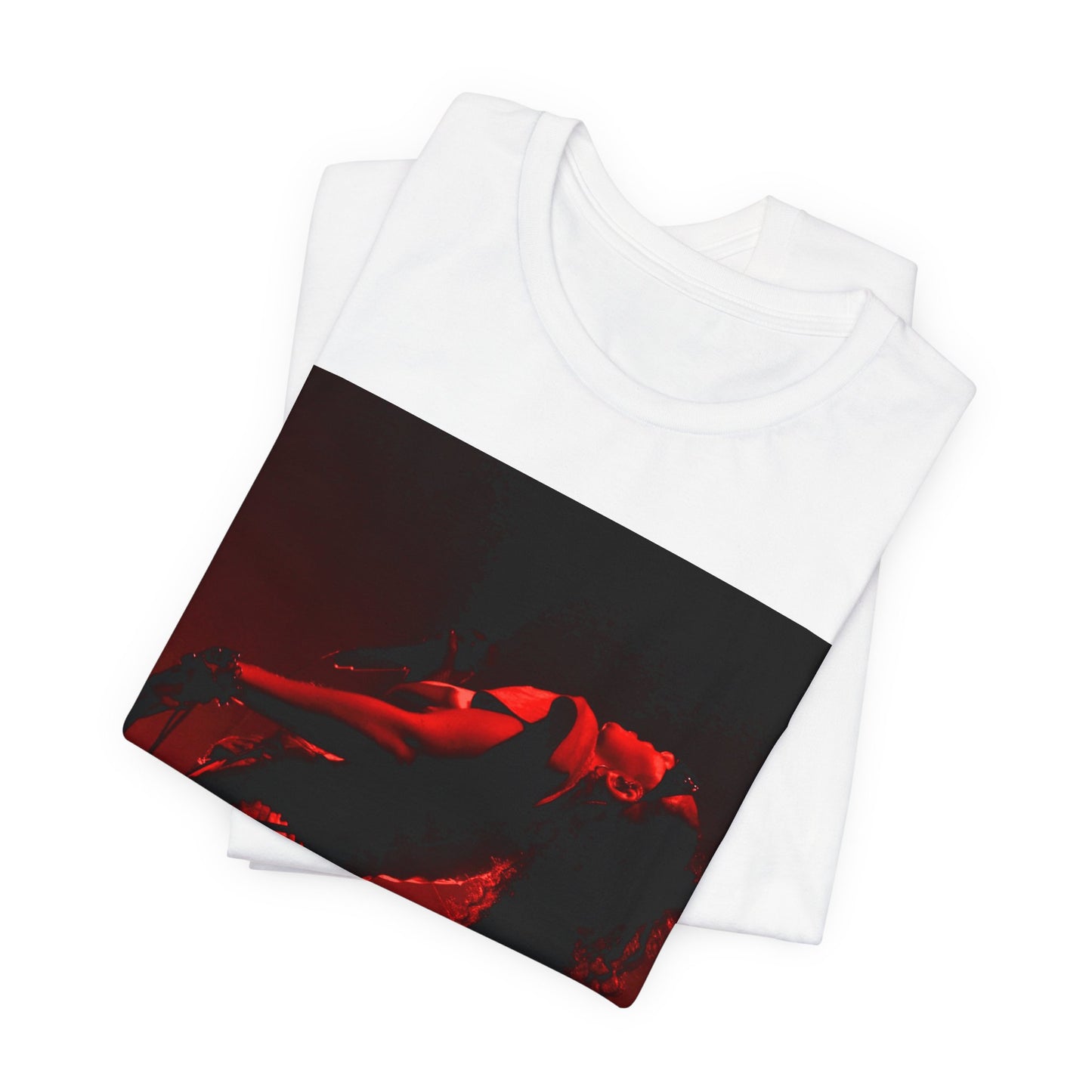 A black graphic t-shirt featuring a graphic of Charli XCX, designed with a future pop aesthetic.