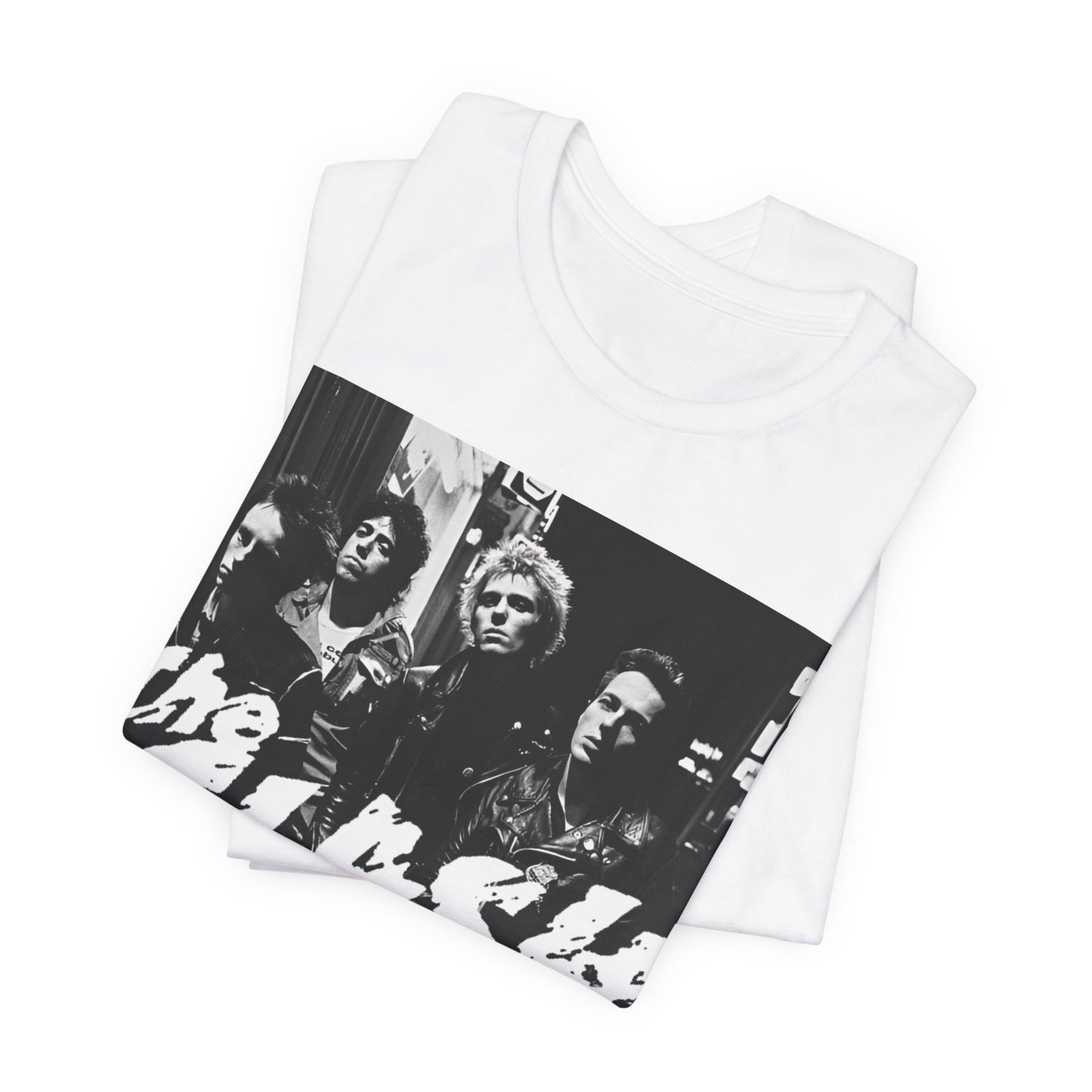 A black graphic t-shirt featuring a graphic related to The Clash's 'London Calling' album era.