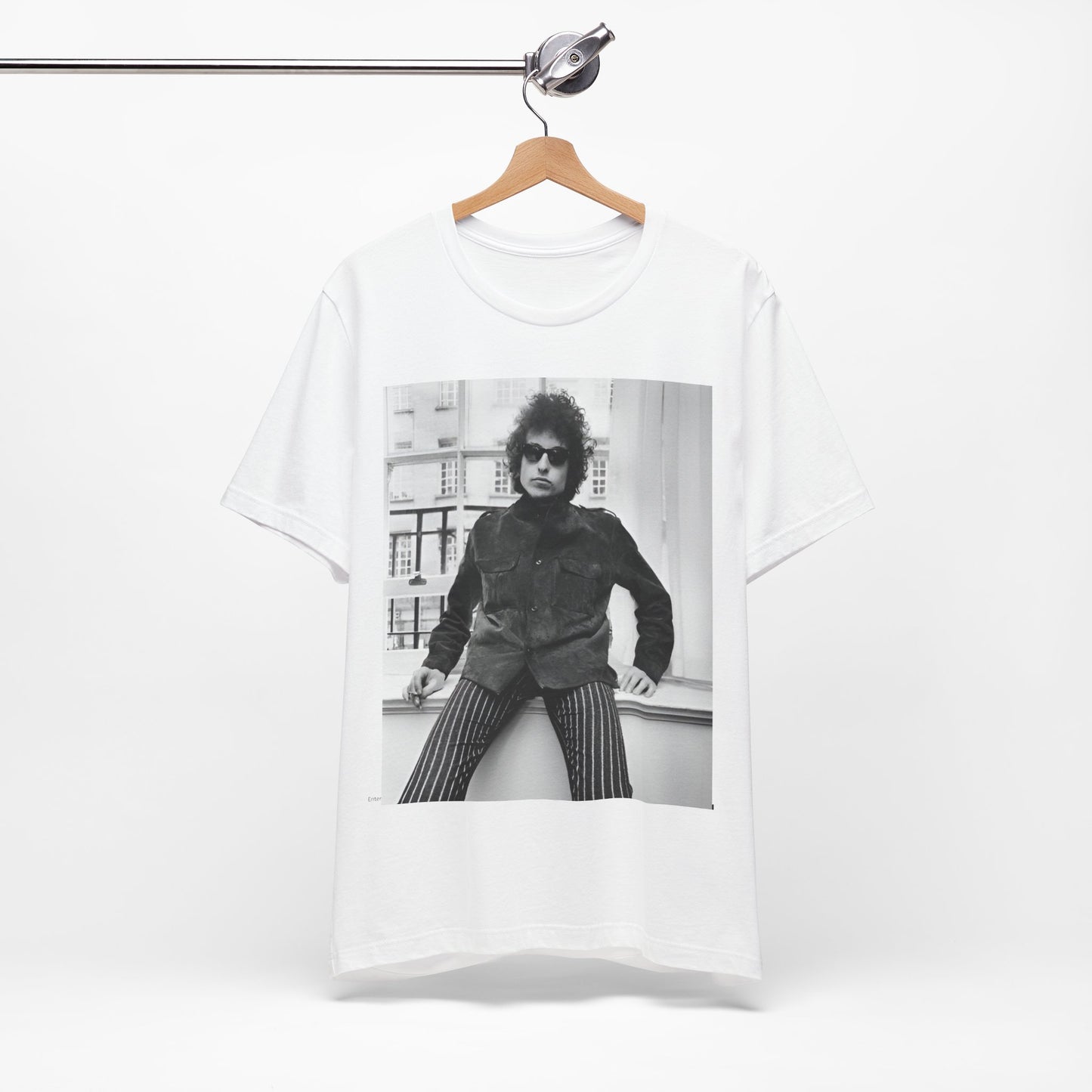 A black graphic t-shirt featuring a graphic related to Bob Dylan's 'Highway 61' era, possibly with album art elements or iconic imagery.