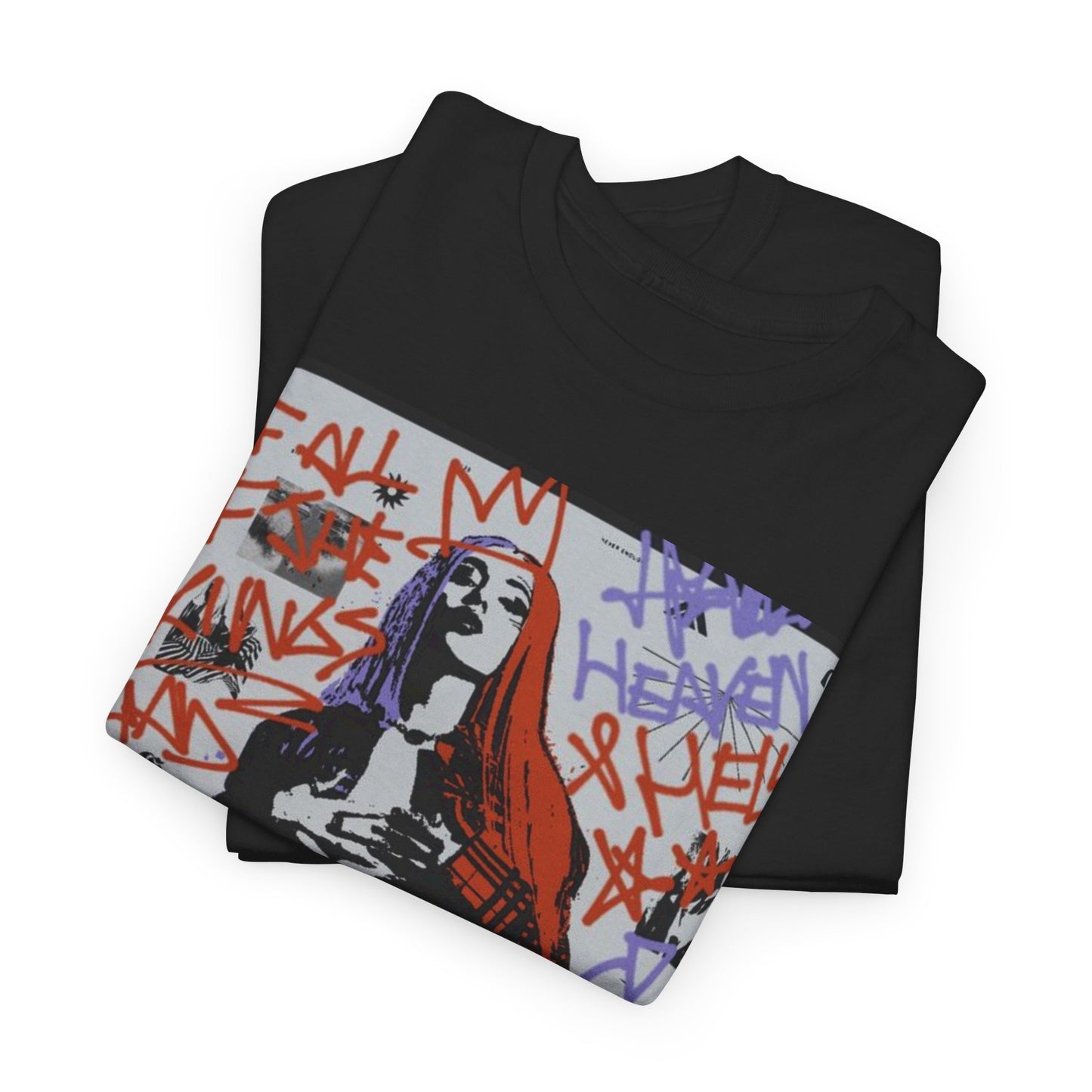 A black graphic t-shirt featuring a graffiti art style illustration of Ava Max.