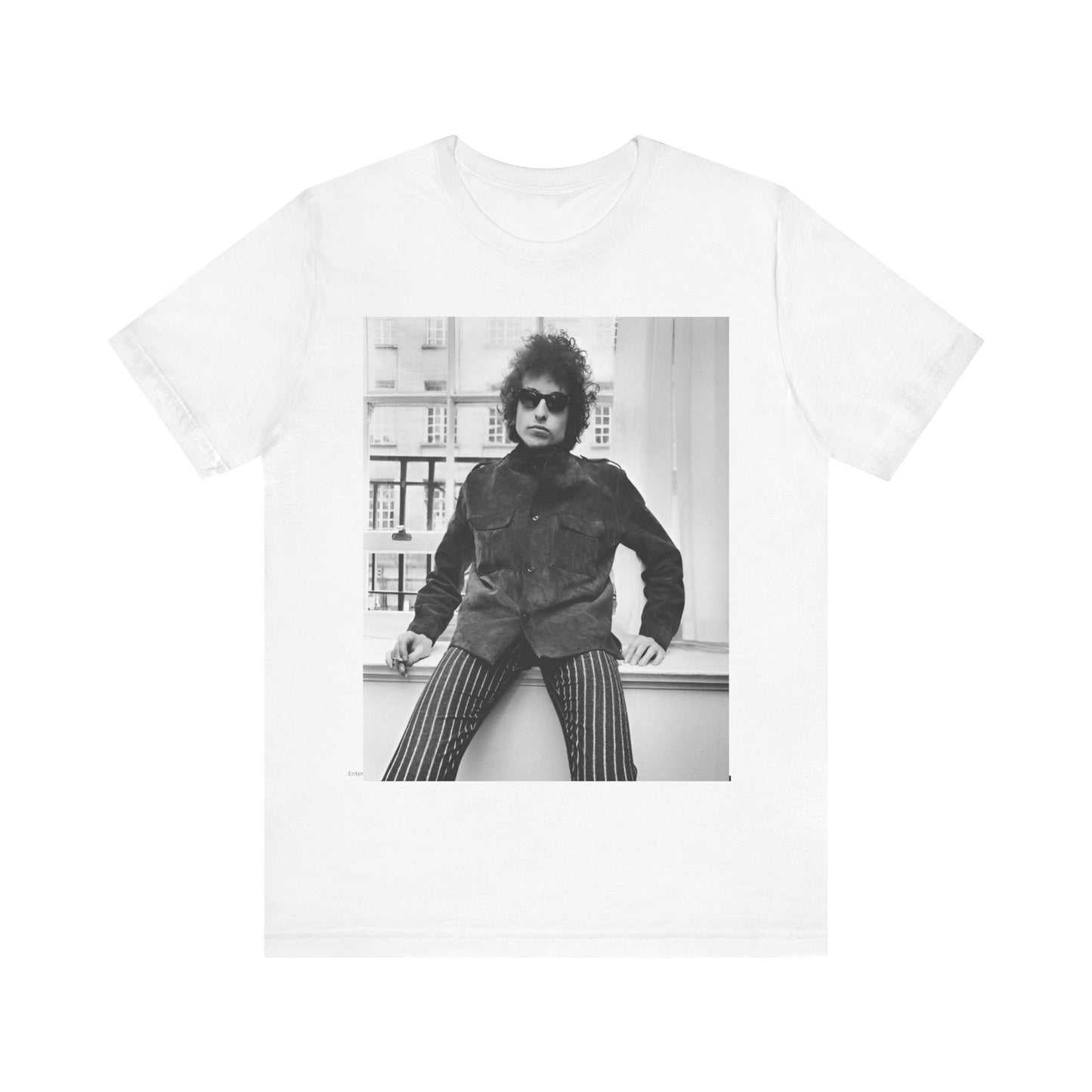 A black graphic t-shirt featuring a graphic related to Bob Dylan's 'Highway 61' era, possibly with album art elements or iconic imagery.