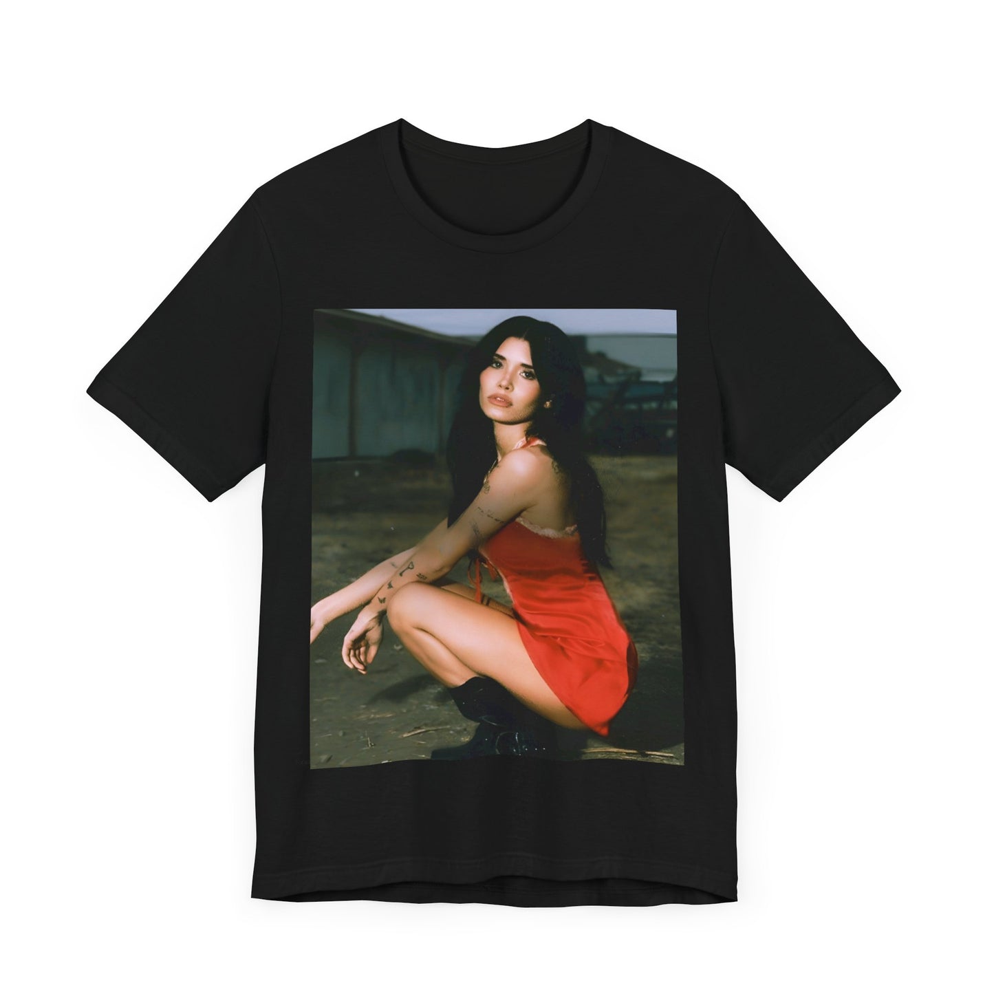 A black graphic t-shirt featuring a cool emo graphic of Nessa Barrett.