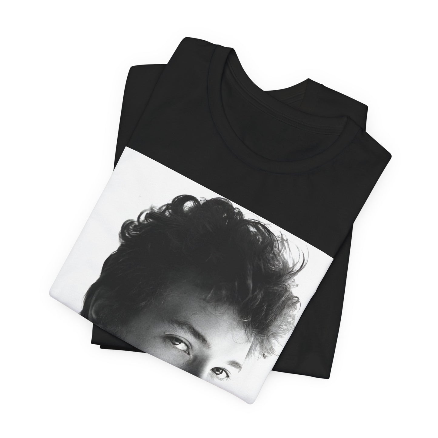 A black graphic t-shirt featuring a graphic related to Bob Dylan's 'Like a Rolling Stone' song or era.