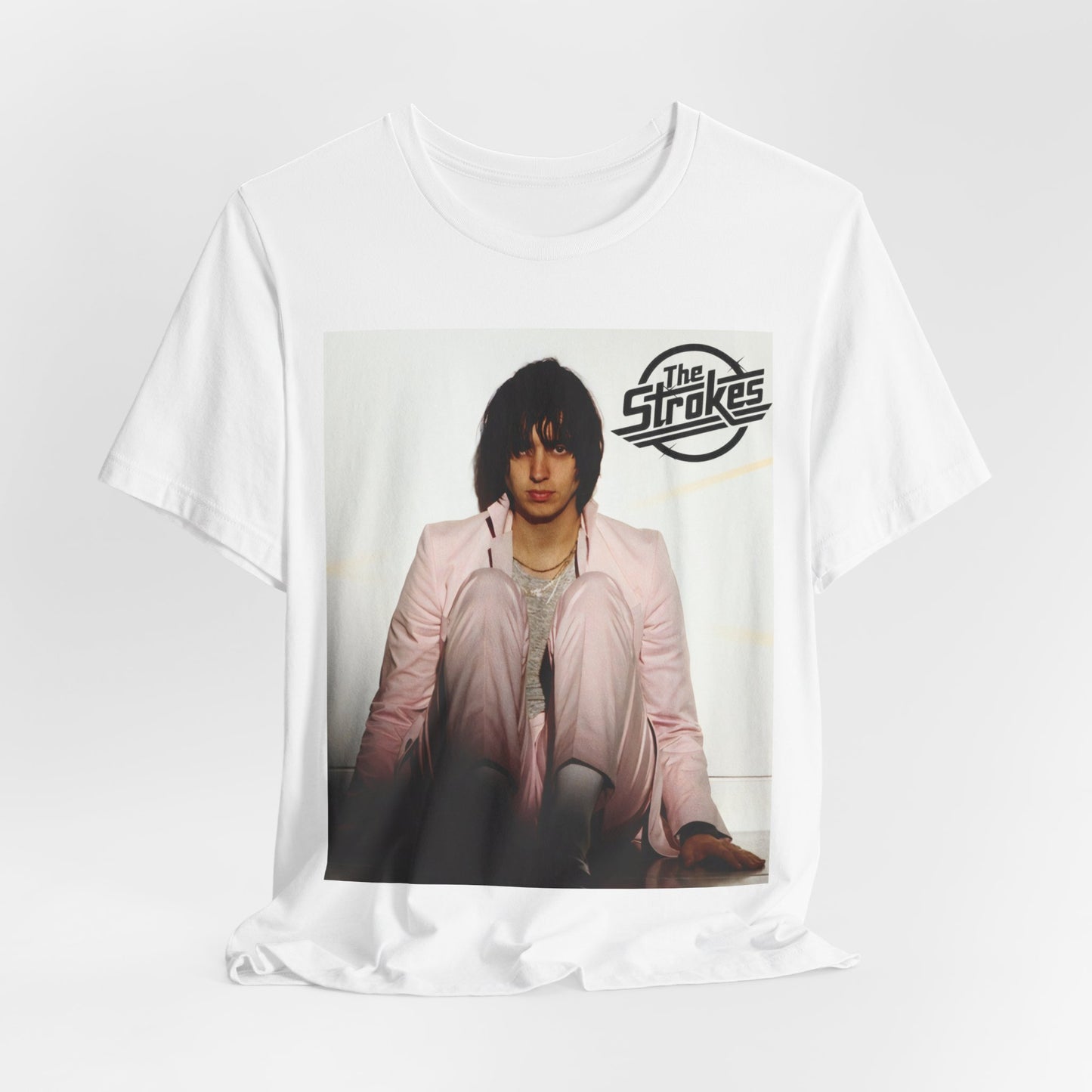A black graphic t-shirt featuring a graphic of The Strokes with cool New York City vibes.