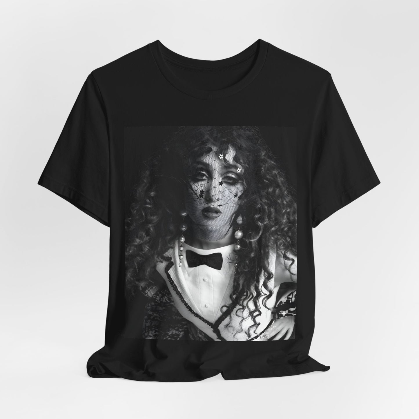 A black graphic t-shirt featuring a graphic related to Chappell Roan's 'Hot to Go' era tour.