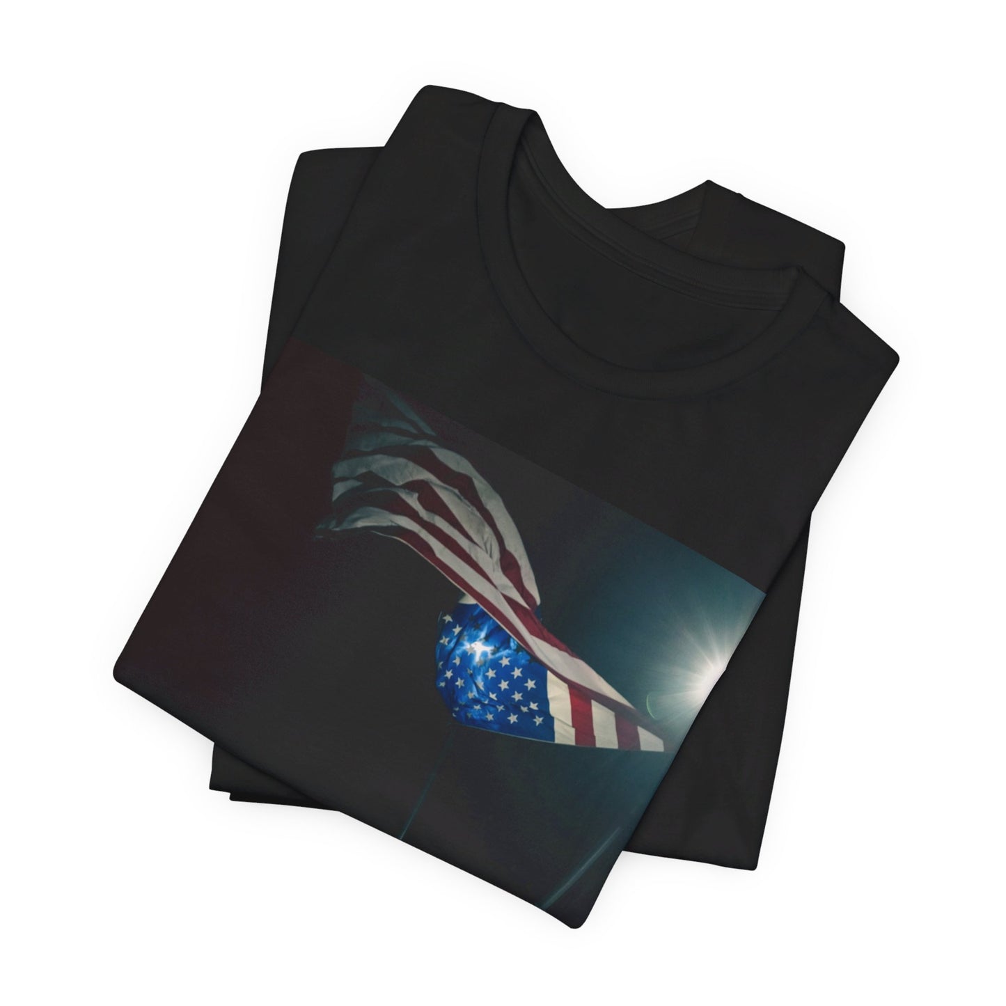 A black graphic t-shirt featuring an Americana-style graphic of Post Malone.