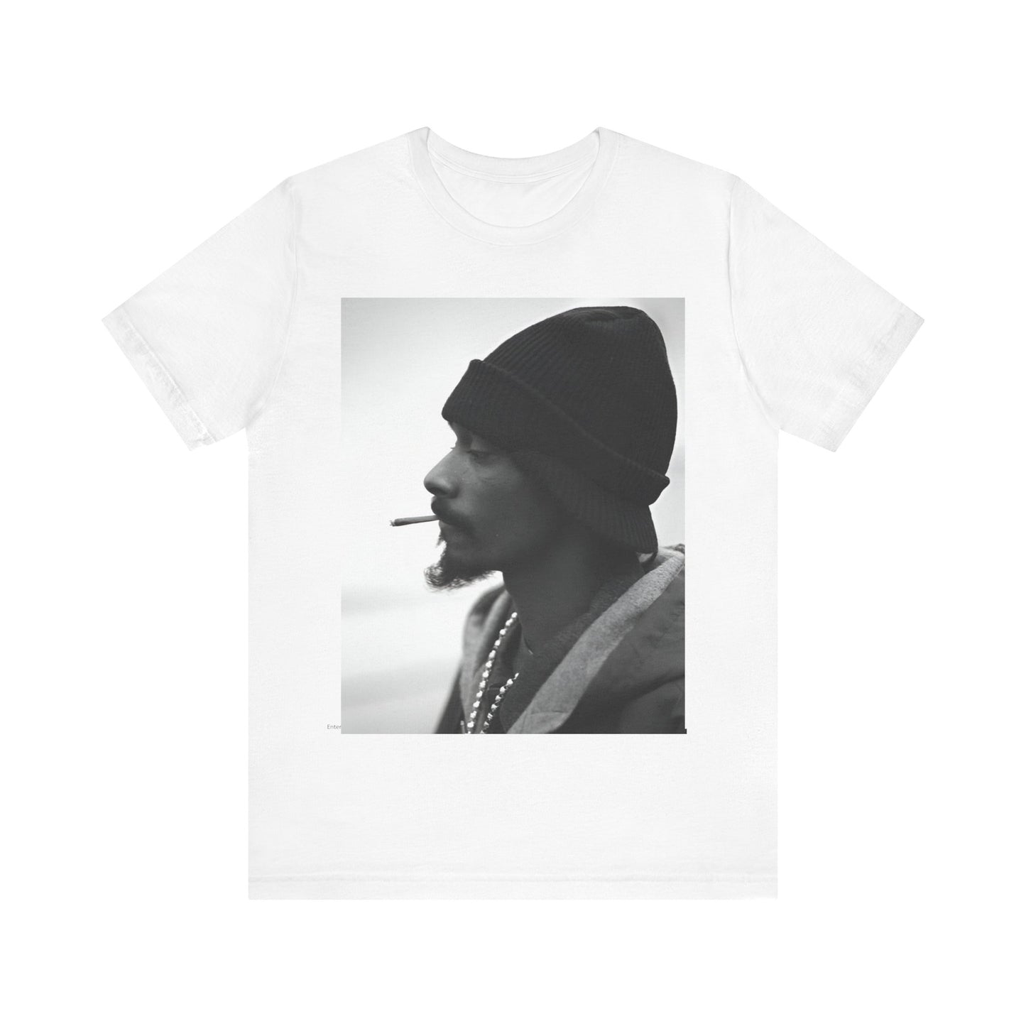 A black graphic t-shirt featuring a graphic of Snoop Dogg designed for everyday West Coast style.